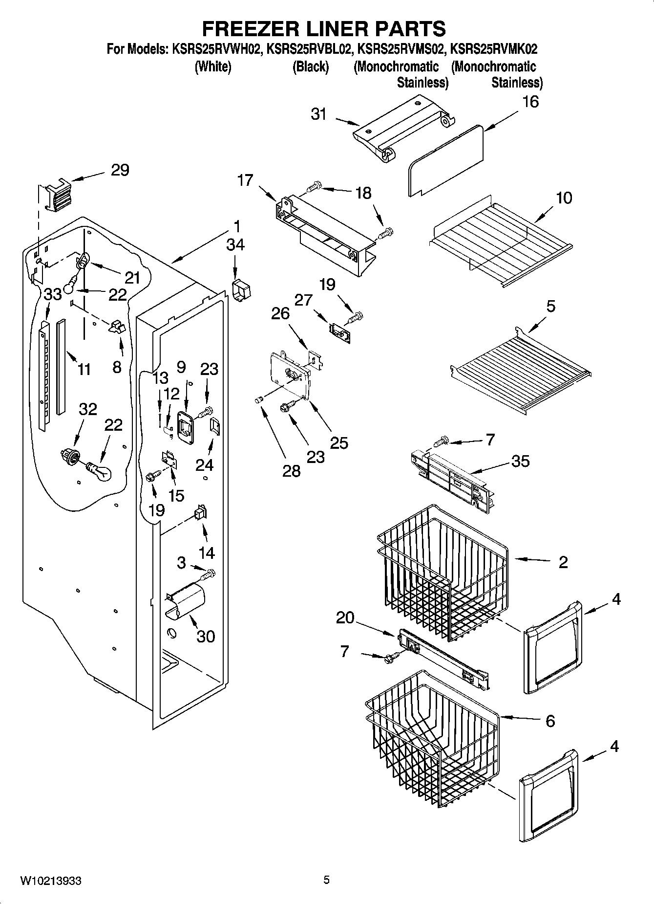 04 - FREEZER LINER PARTS