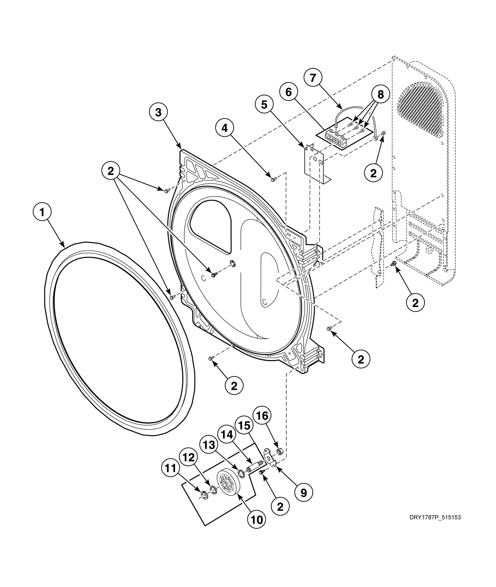 Rear Bulkhead, Felt Seal, Cylinder Roller and Terminal Block