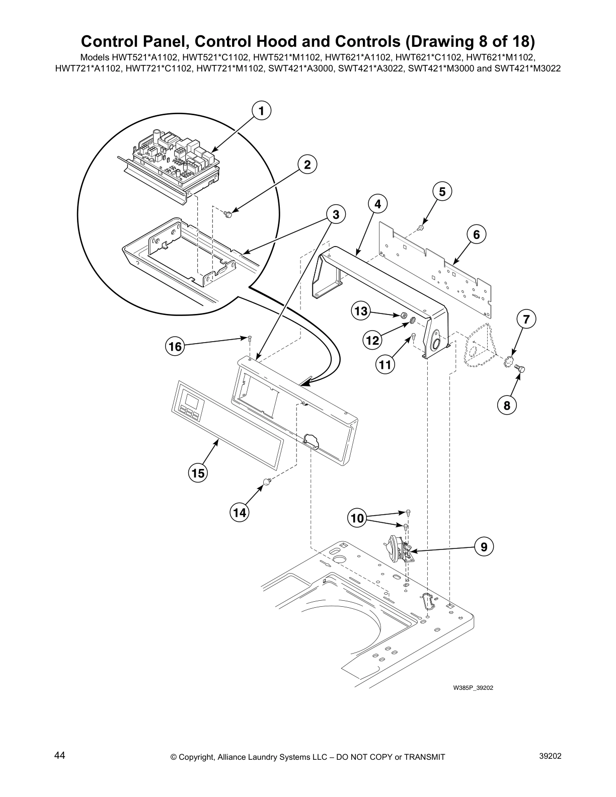 Control Panel, Control Hood and Controls (Drawing 8 of 18)