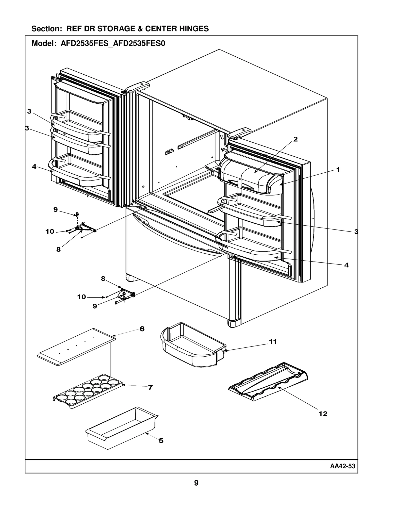 REF DR STORAGE & CENTER HINGES