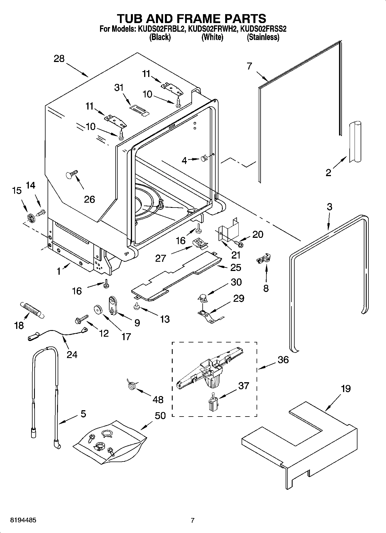 07 - TUB AND FRAME PARTS