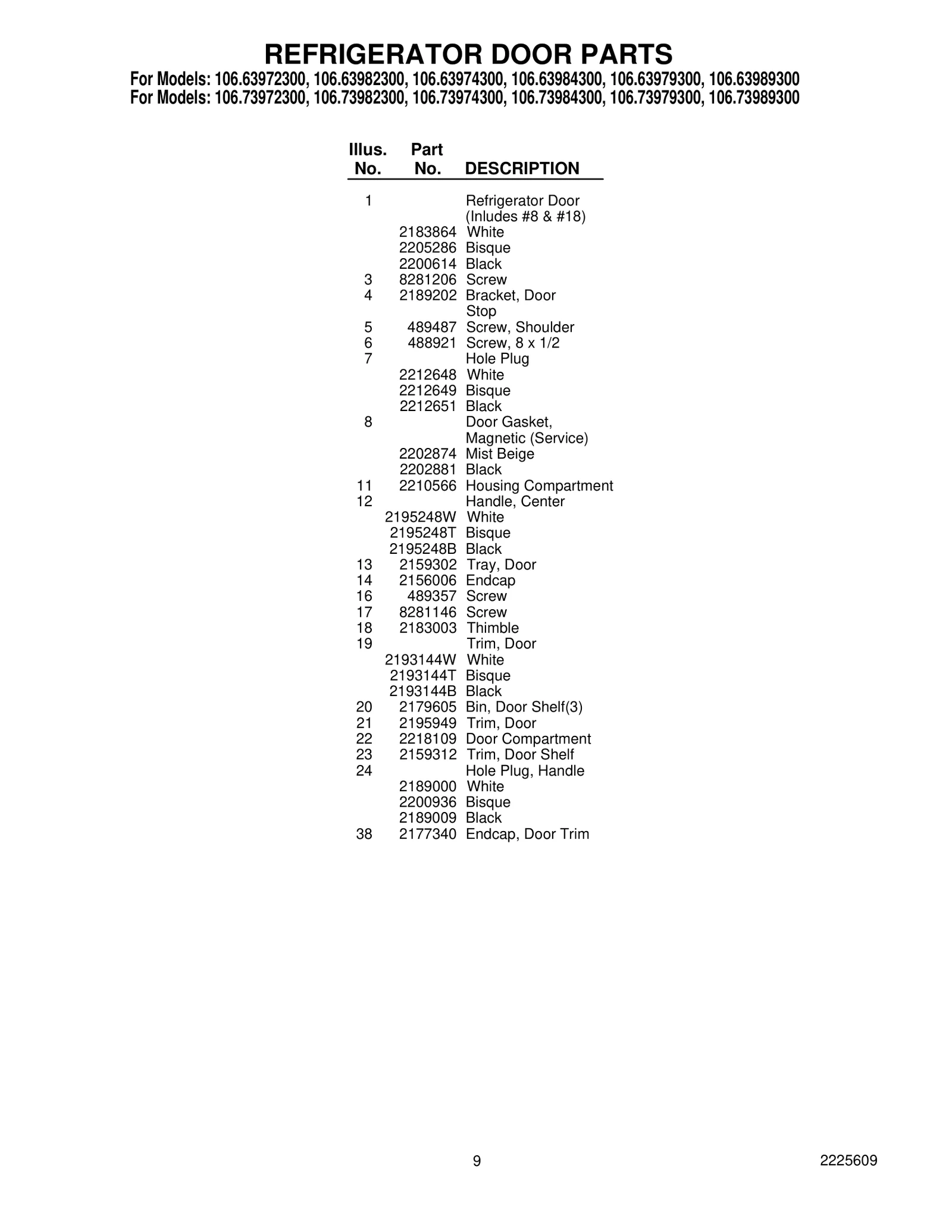 REFRIGERATOR DOOR PARTS