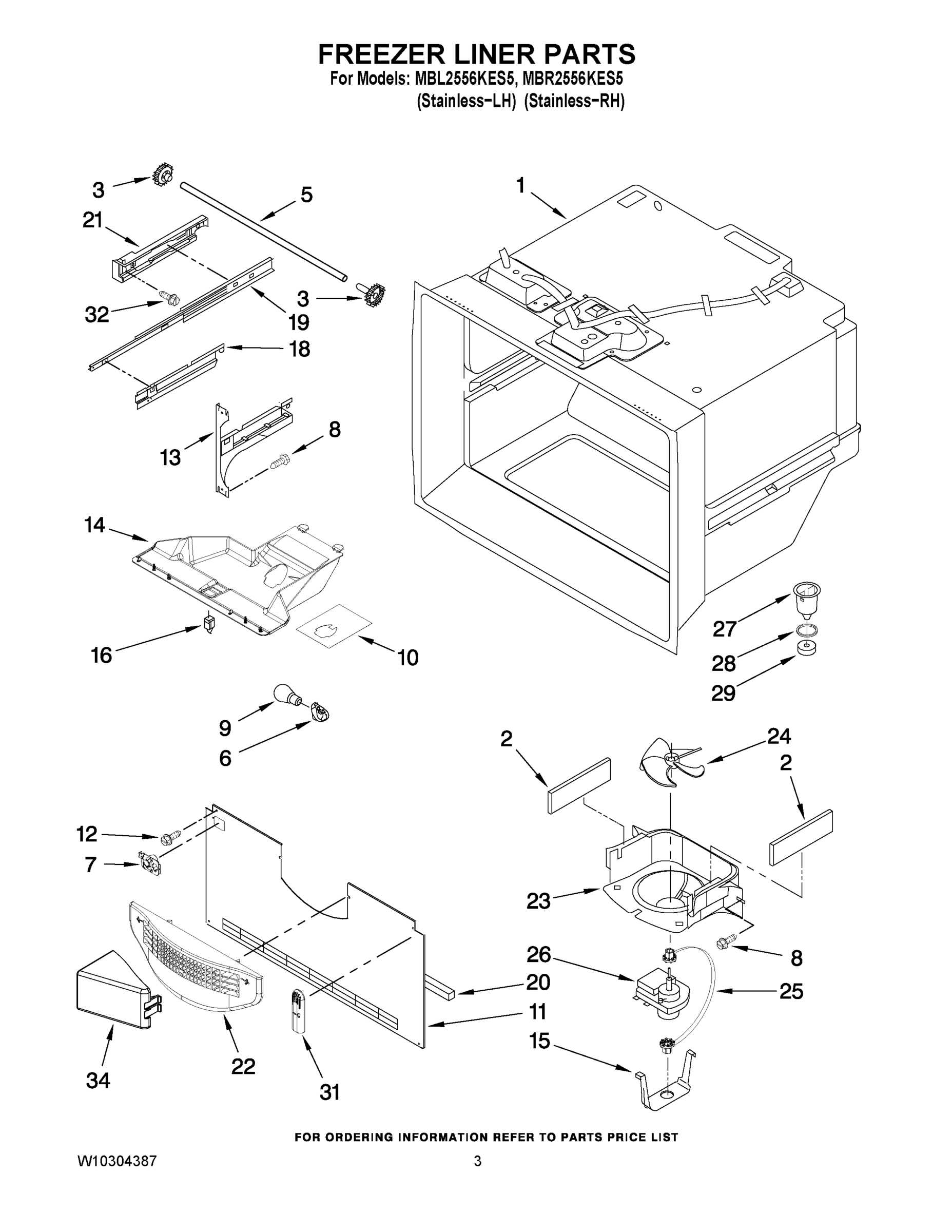 02 - FREEZER LINER PARTS