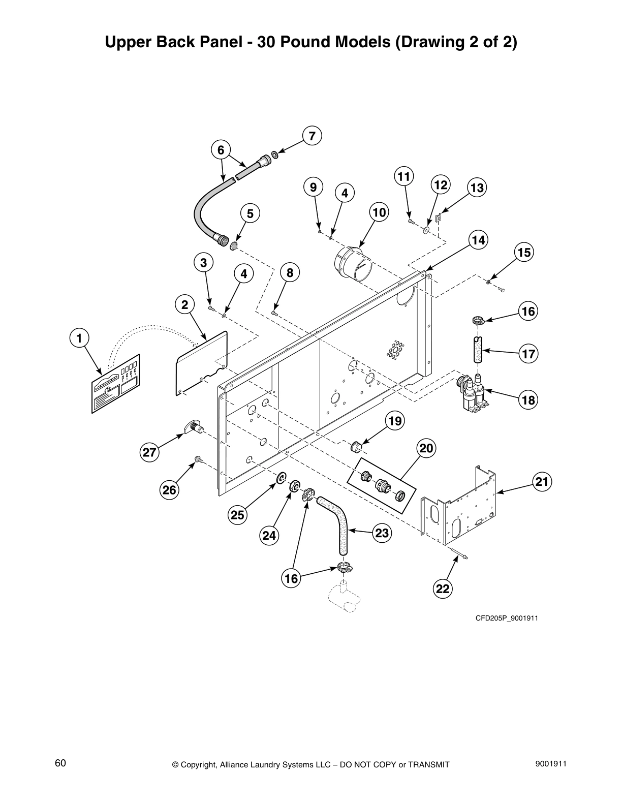 Upper Back Panel - 30 Pound Models (Drawing 2 of 2)