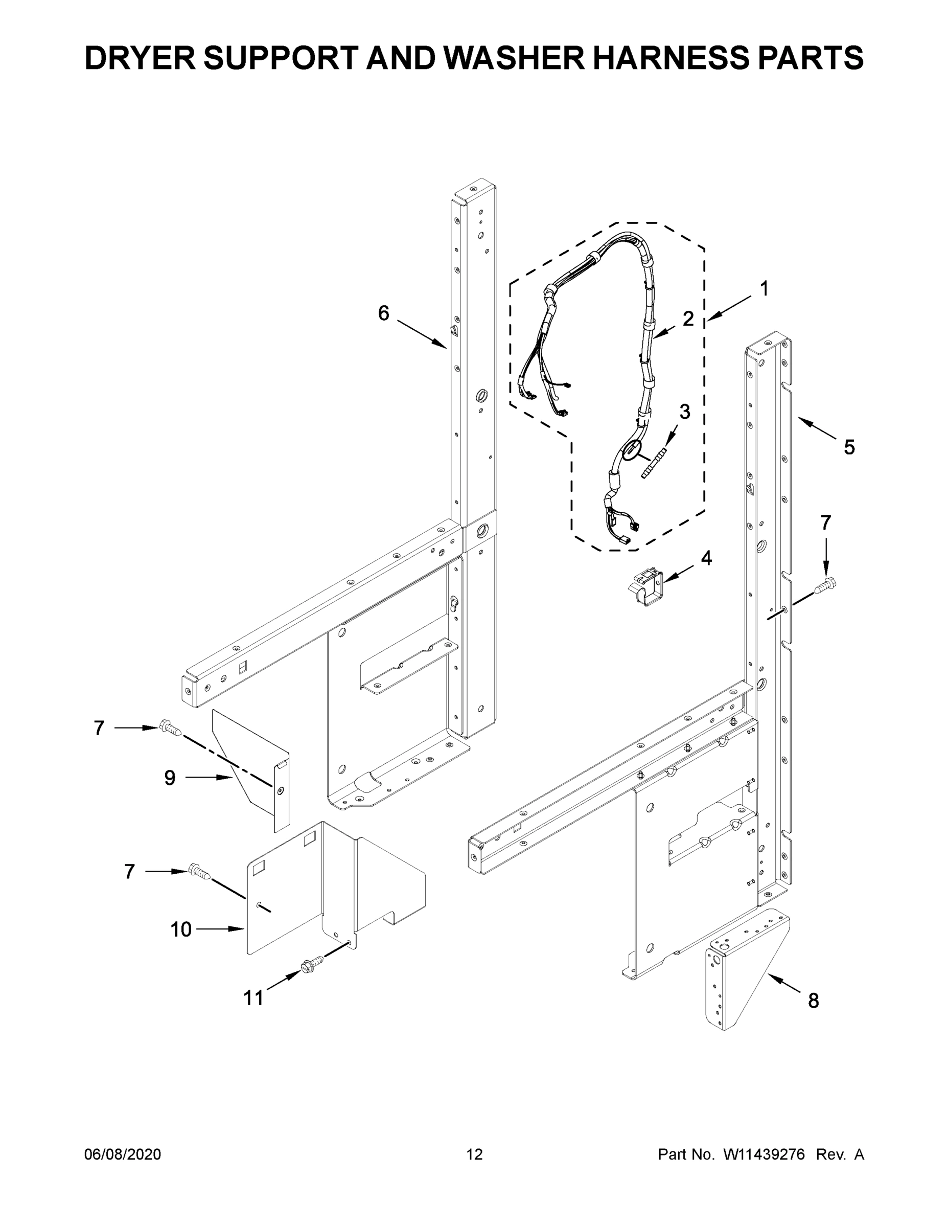 07 - DRYER SUPPORT AND WASHER HARNESS PARTS