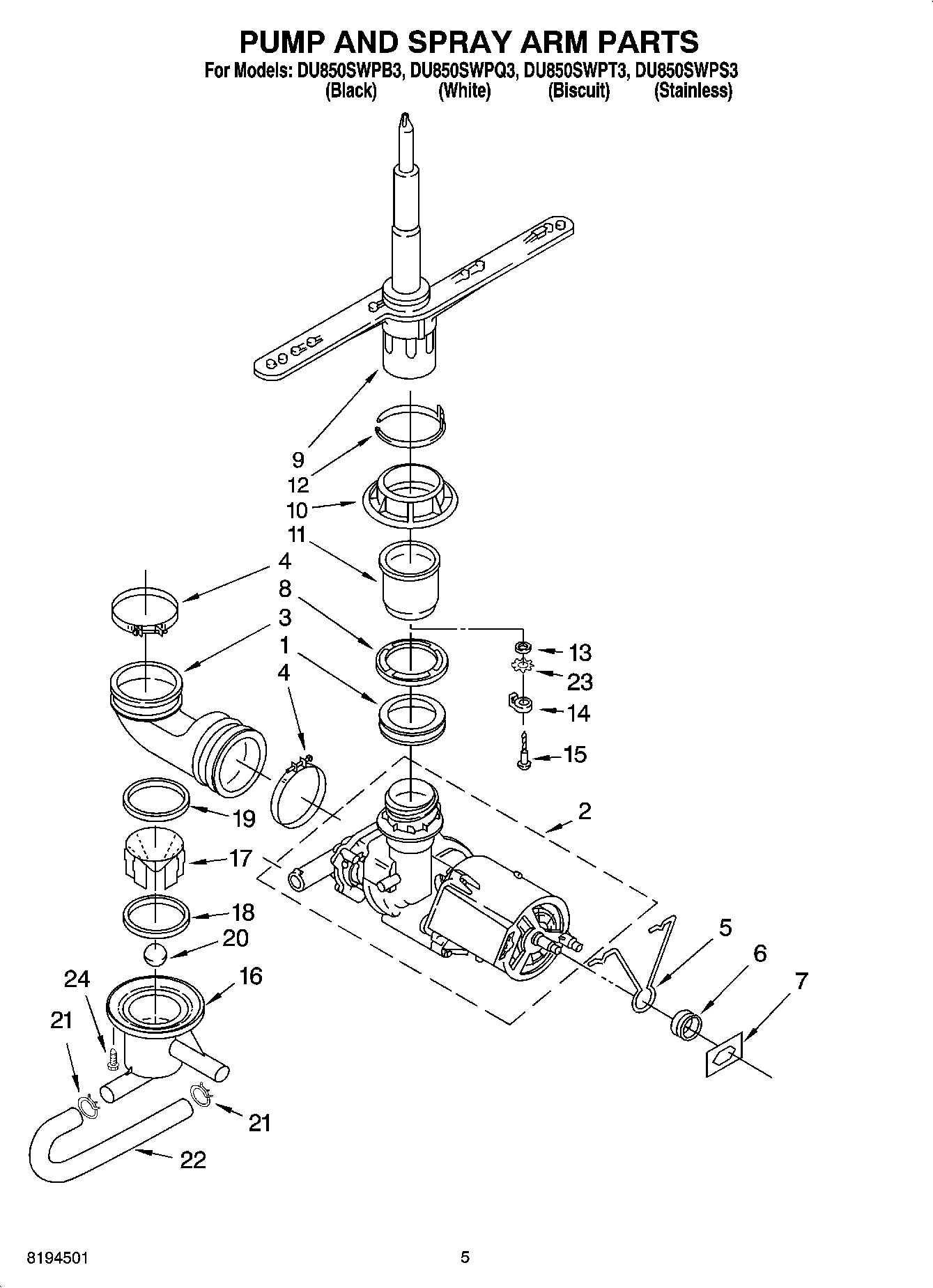 04 - PUMP AND SPRAY ARM PARTS
