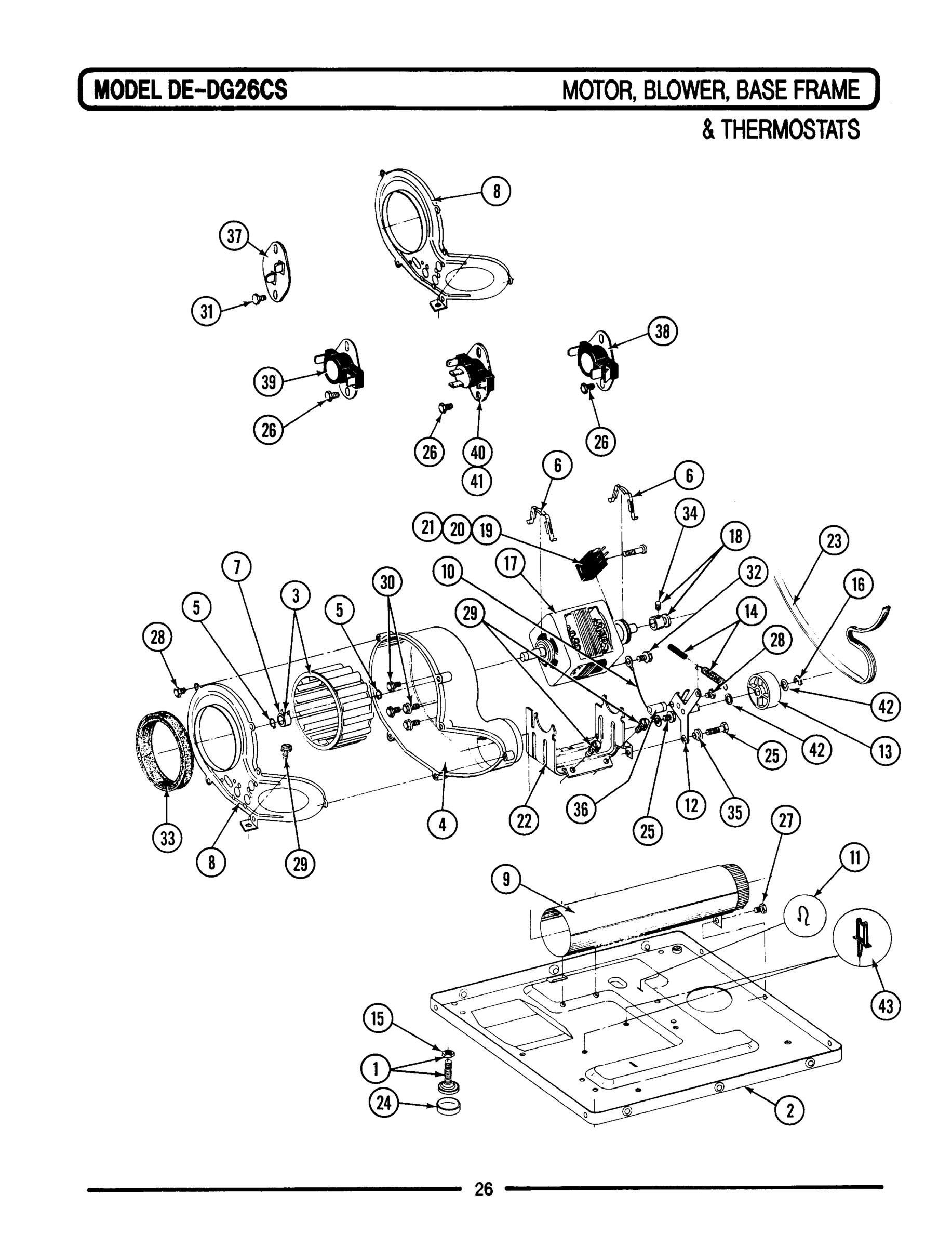 08 - MOTOR, BLOWER, BASE FRAME & THERMOSTATS