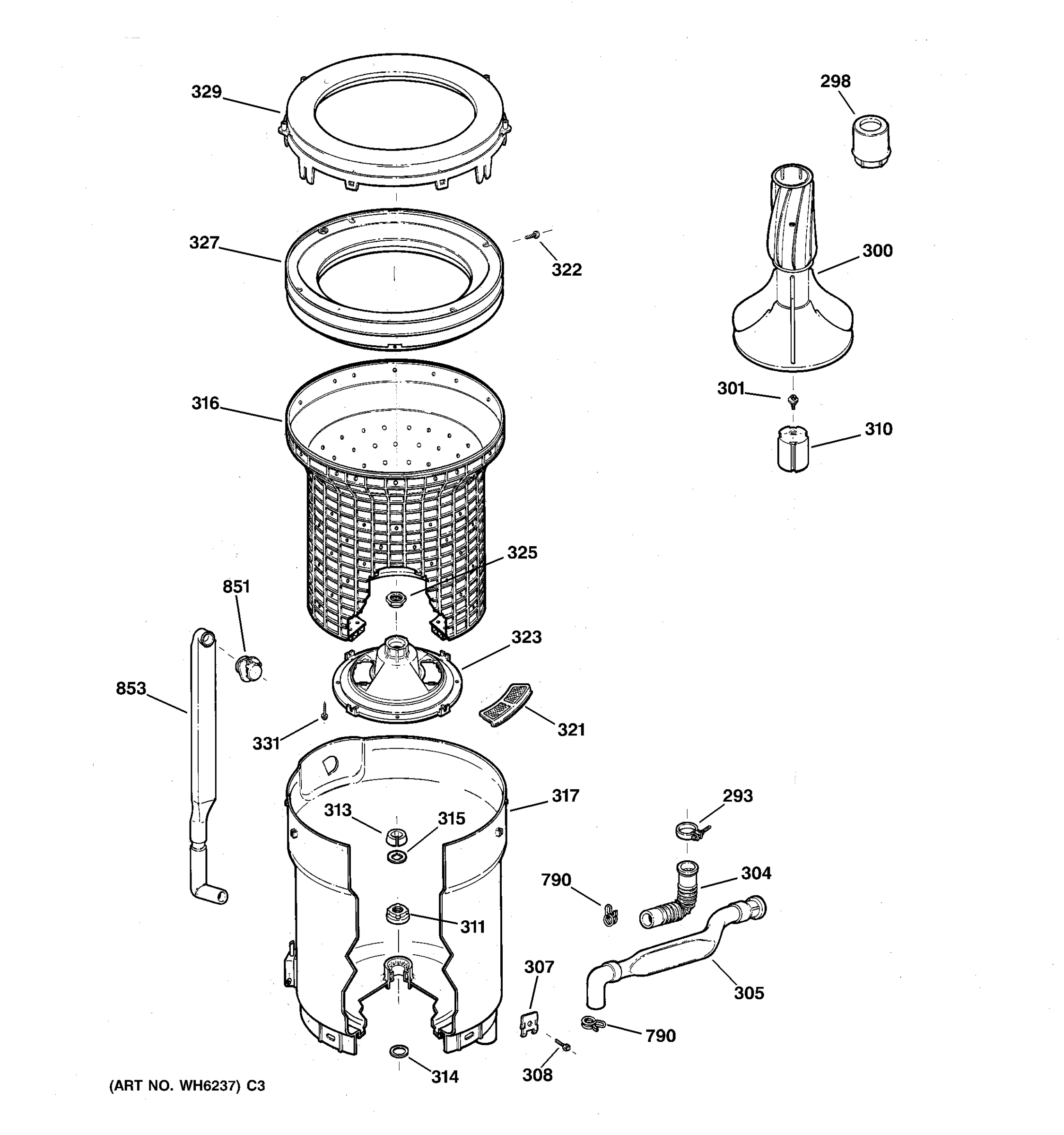 TUB, BASKET & AGITATOR