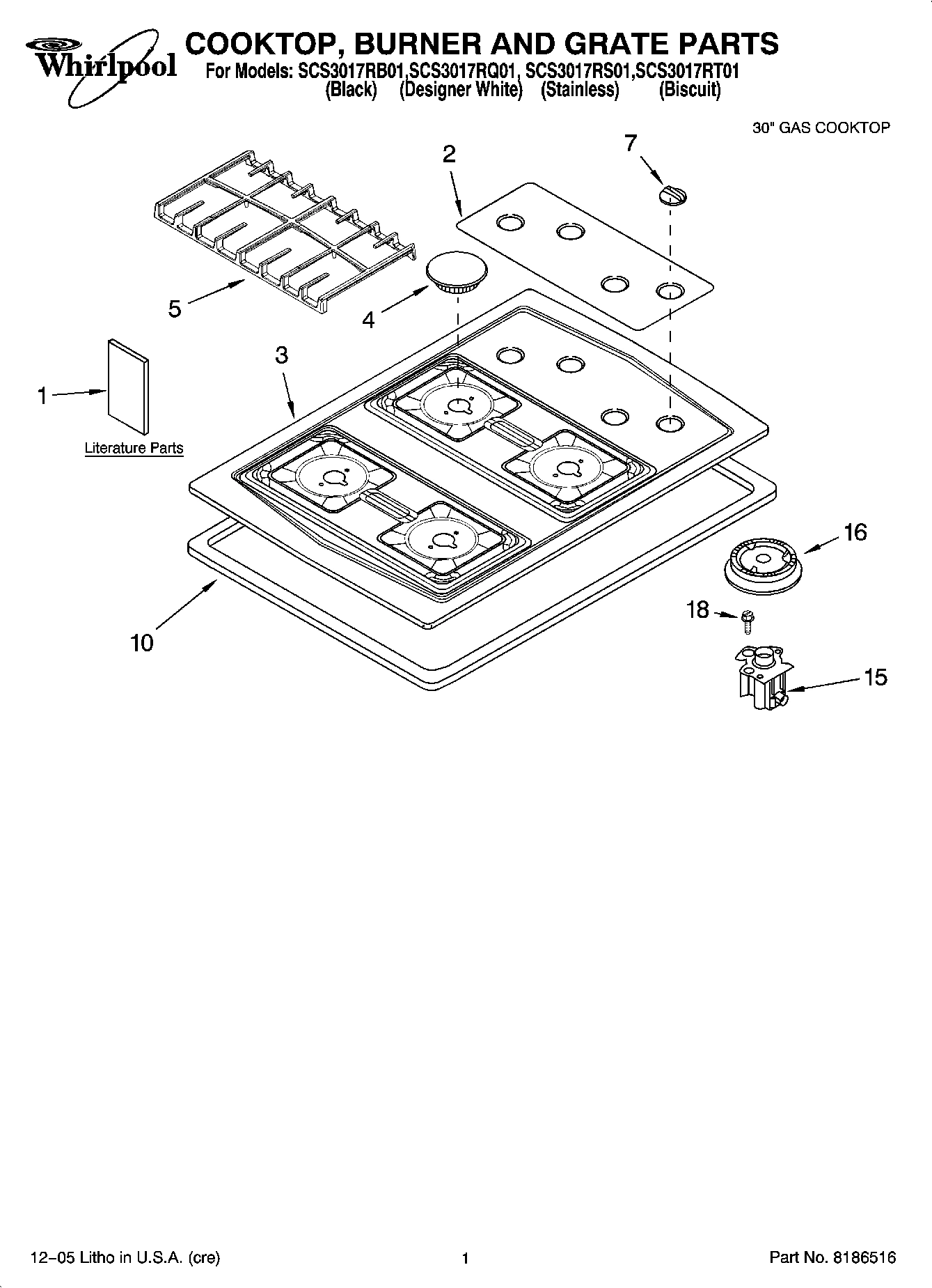 01 - COOKTOP, BURNER AND GRATE PARTS