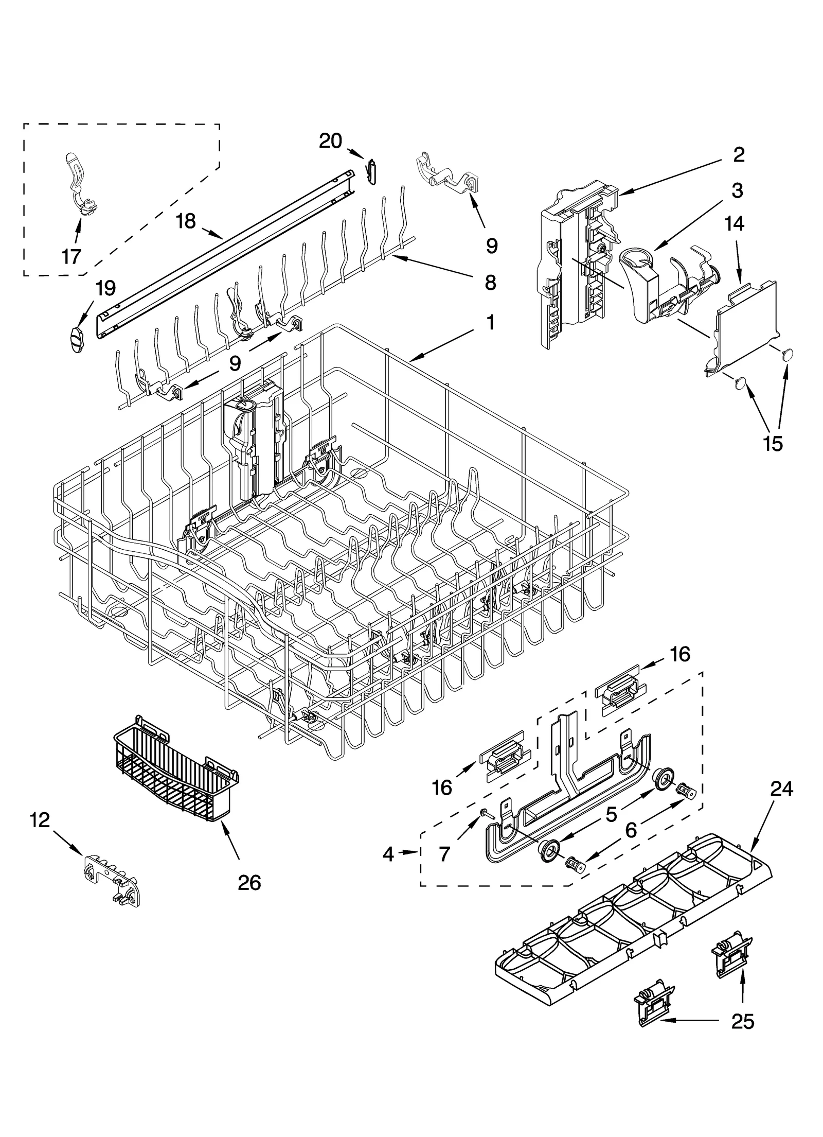 UPPER RACK AND TRACK PARTS