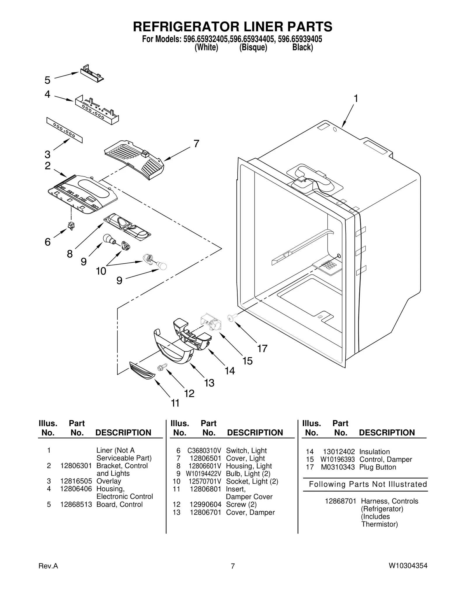 REFRIGERATOR LINER PARTS