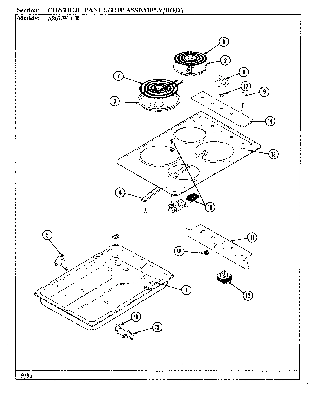 01 - CONTROL PANEL/TOP ASSY./BODY