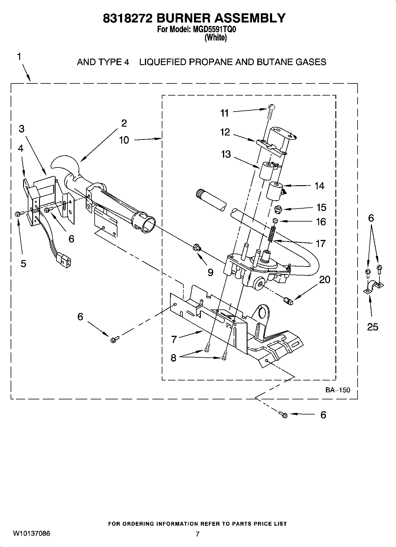 04 - 8318272 BURNER ASSEMBLY, OPTIONAL PARTS (NOT INCLUDED)