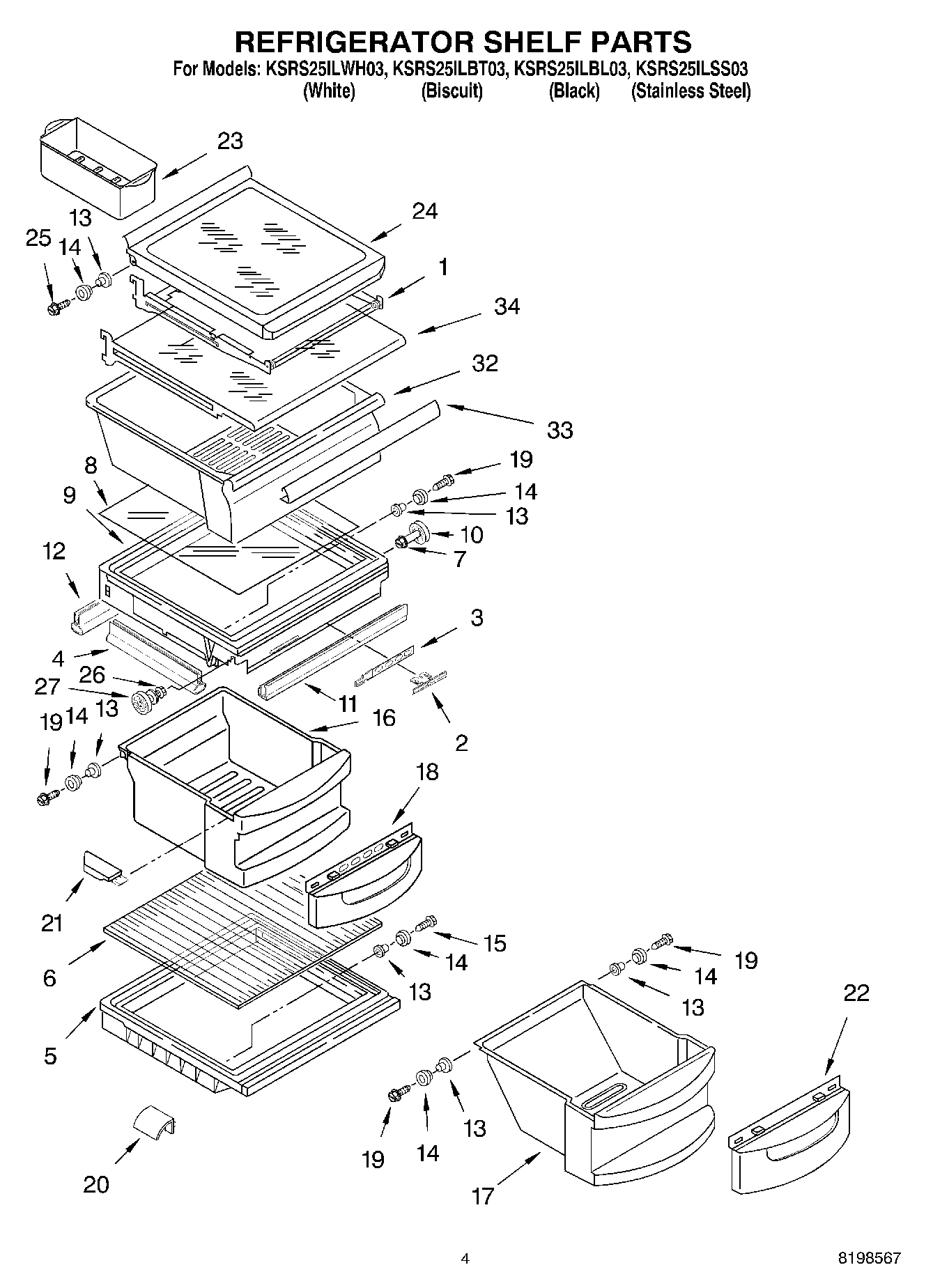 03 - REFRIGERATOR SHELF PARTS