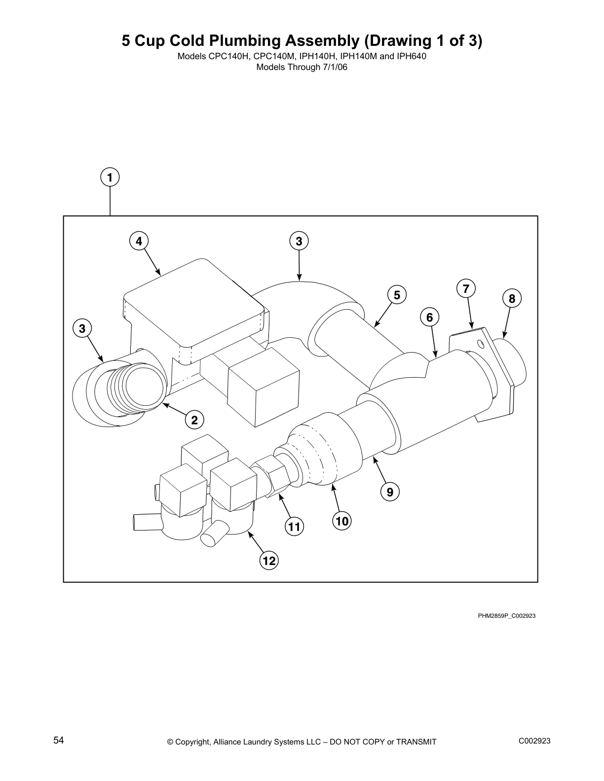 5 Cup Cold Plumbing Assembly (Drawing 1 of 3)