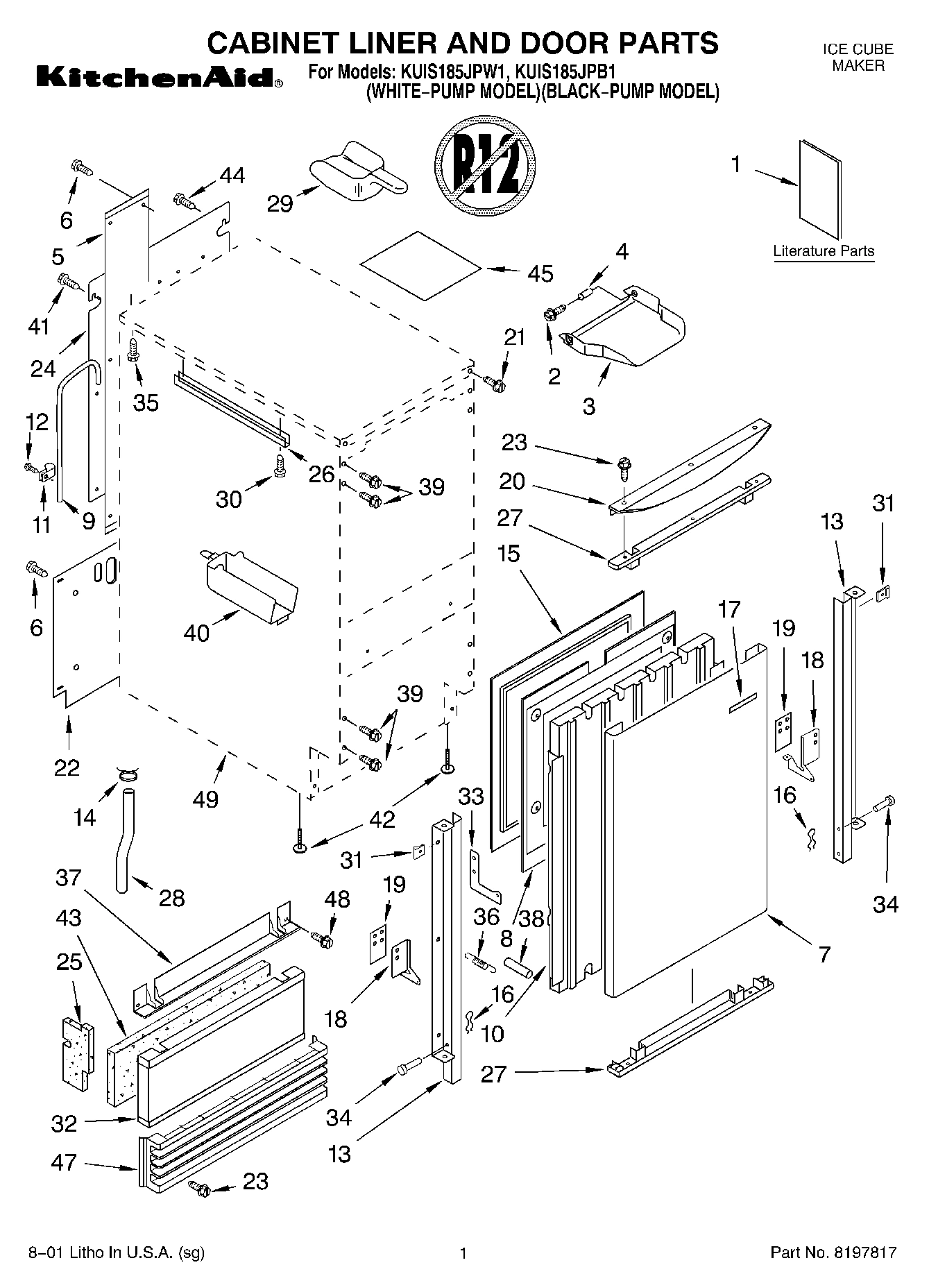 01 - CABINET LINER AND DOOR, LIT/OPTIONAL