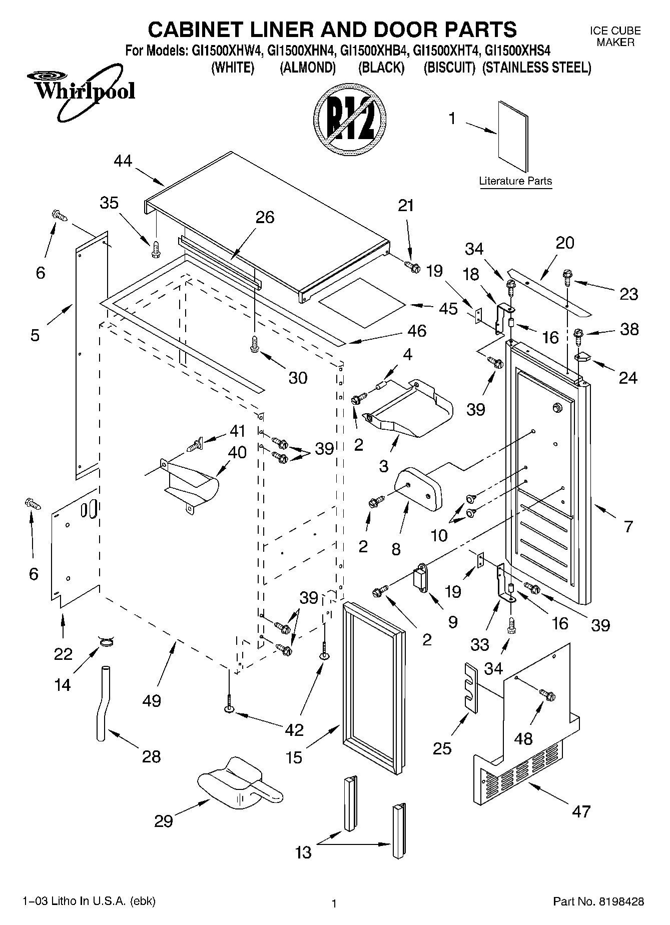 01 - CABINET LINER AND DOOR PARTS