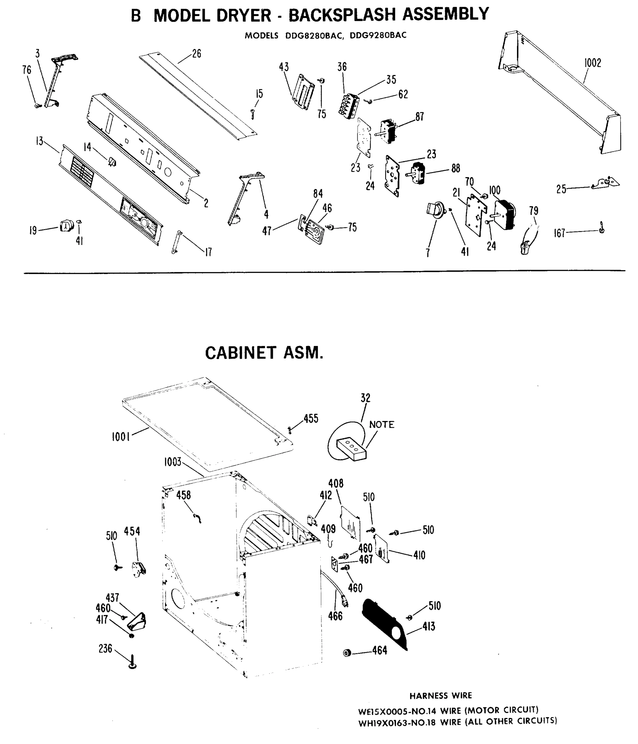 B MODEL DRYER - BACKSPLASH ASSEMBLY
