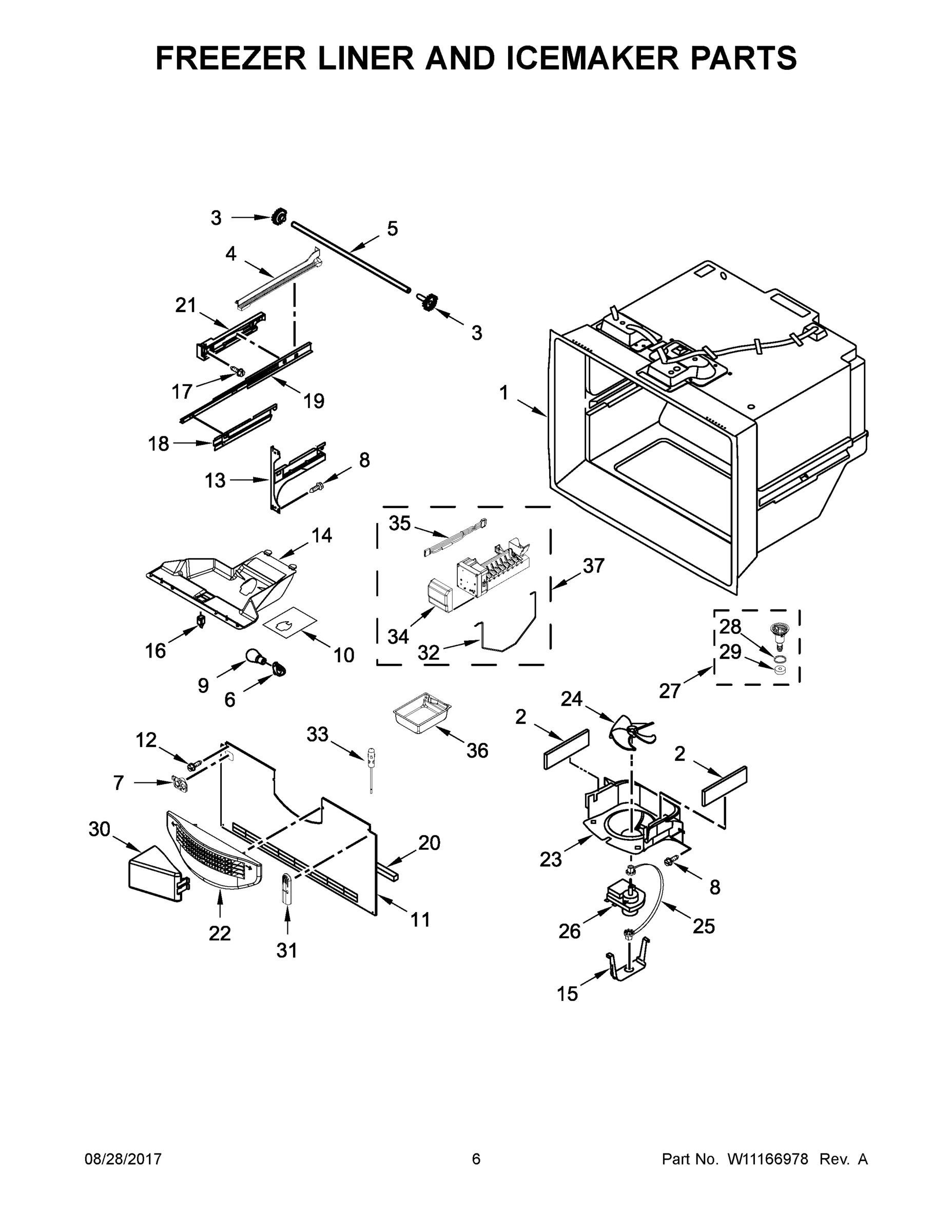 04 - FREEZER LINER AND ICEMAKER PARTS