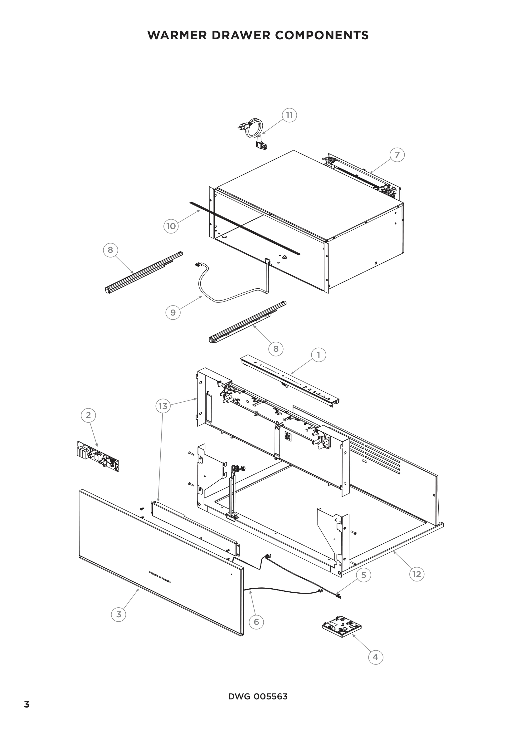 WARMER DRAWER COMPONENTS