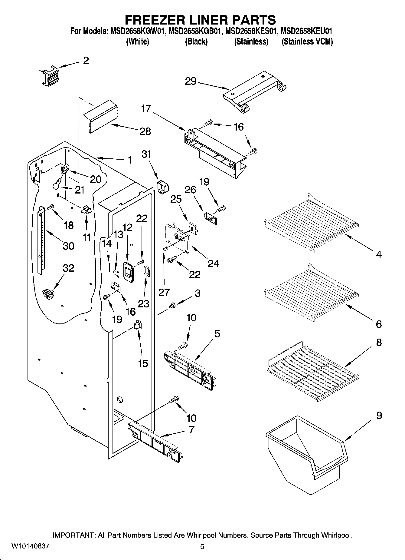 04 - FREEZER LINER PARTS