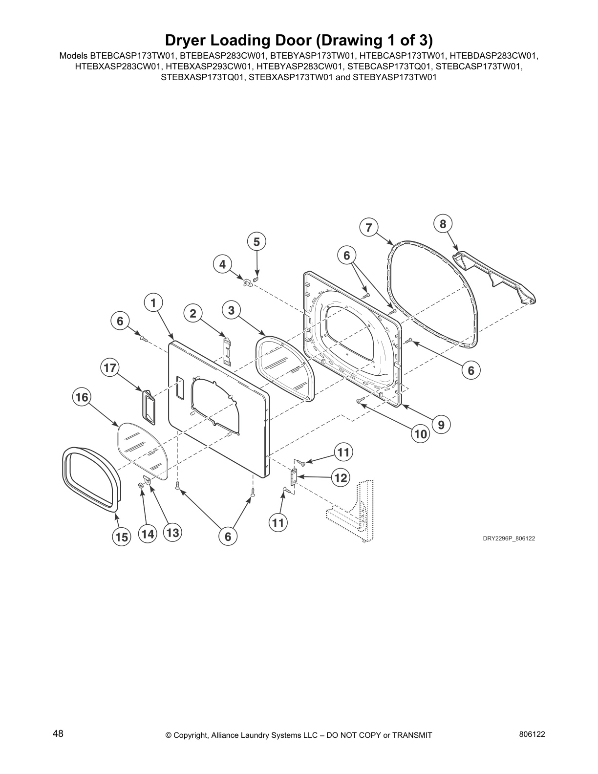 Dryer Loading Door (Drawing 1 of 3)