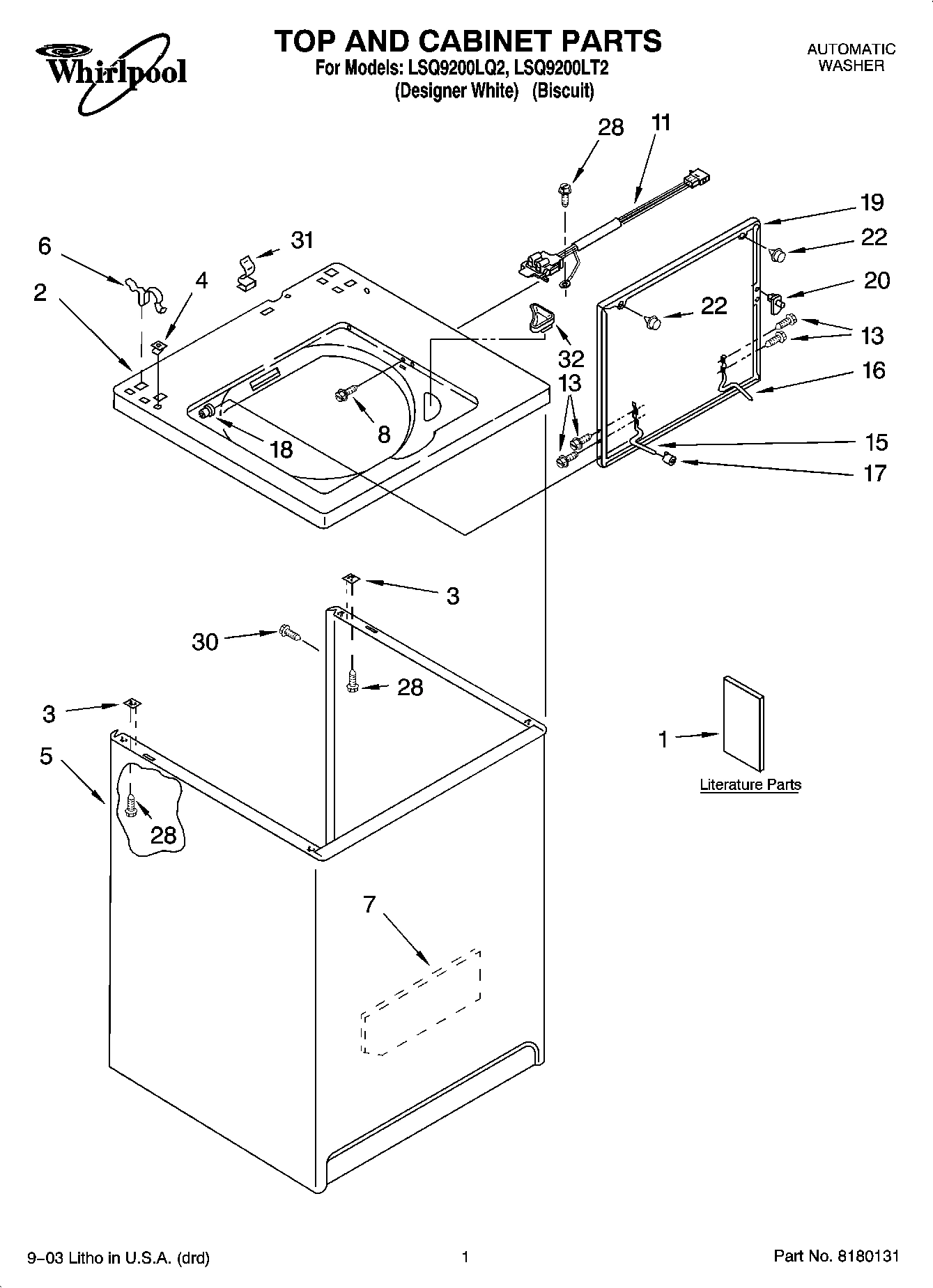 01 - TOP AND CABINET PARTS
