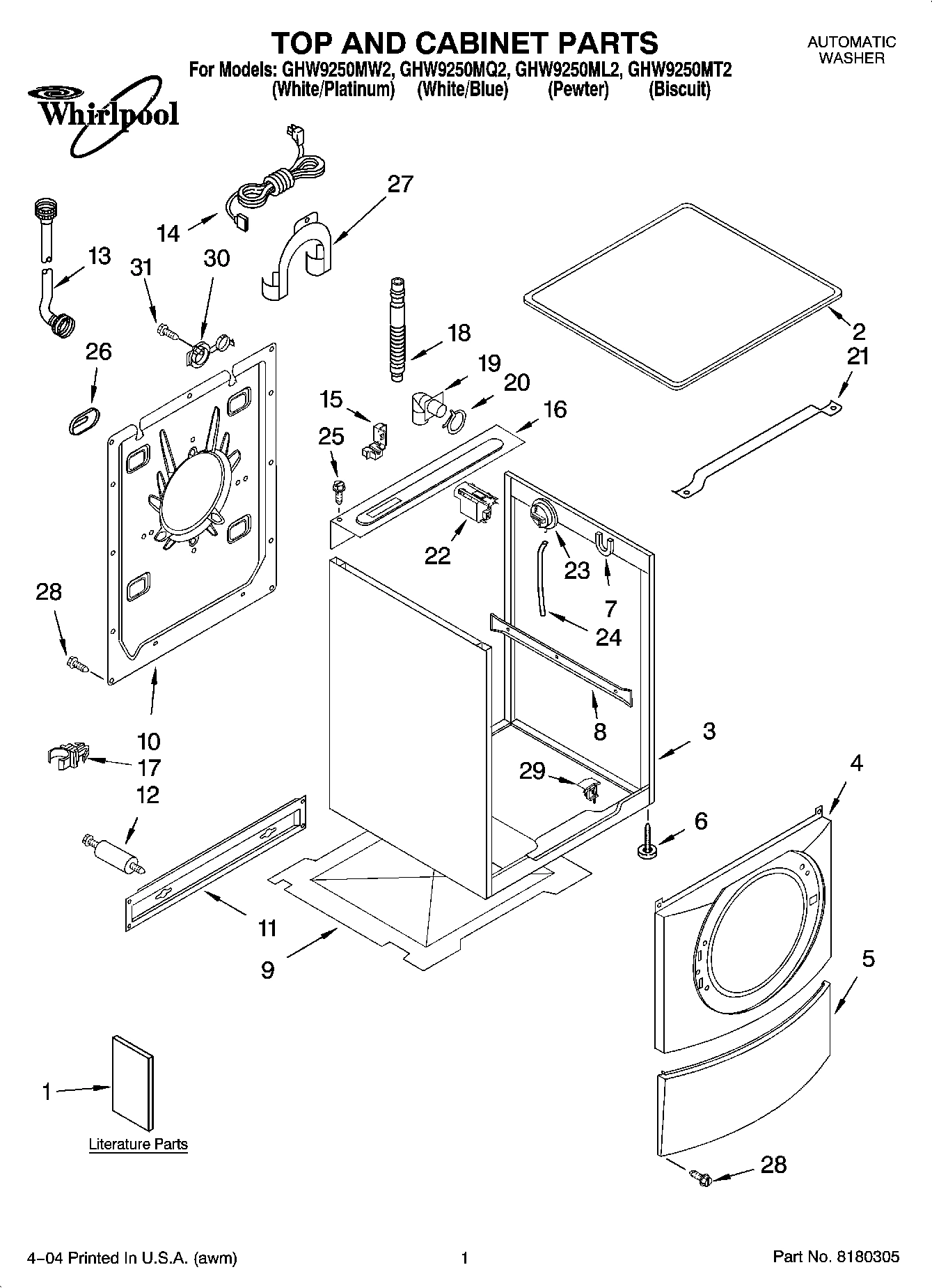 01 - TOP AND CABINET PARTS