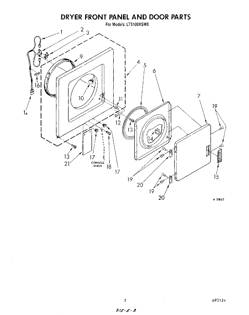 03 - DRYER FRONT PANEL AND DOOR