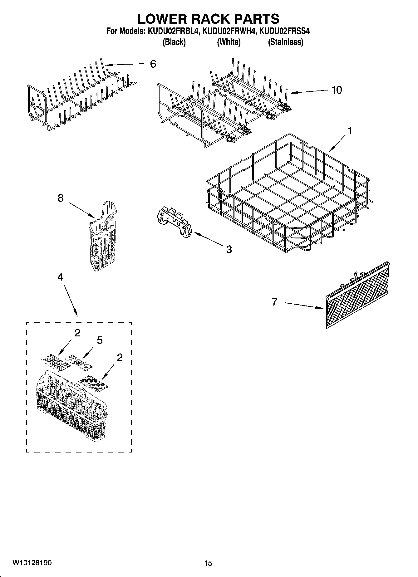 12 - LOWER RACK PARTS, OPTIONAL PARTS (NOT INCLUDED)
