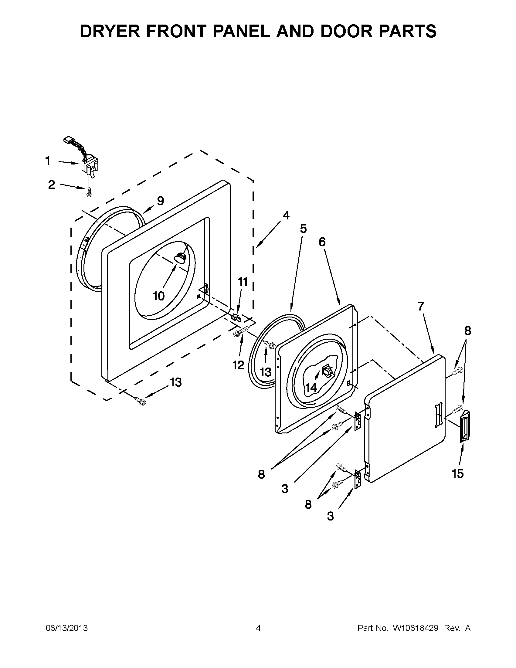 02 - DRYER FRONT PANEL AND DOOR PARTS