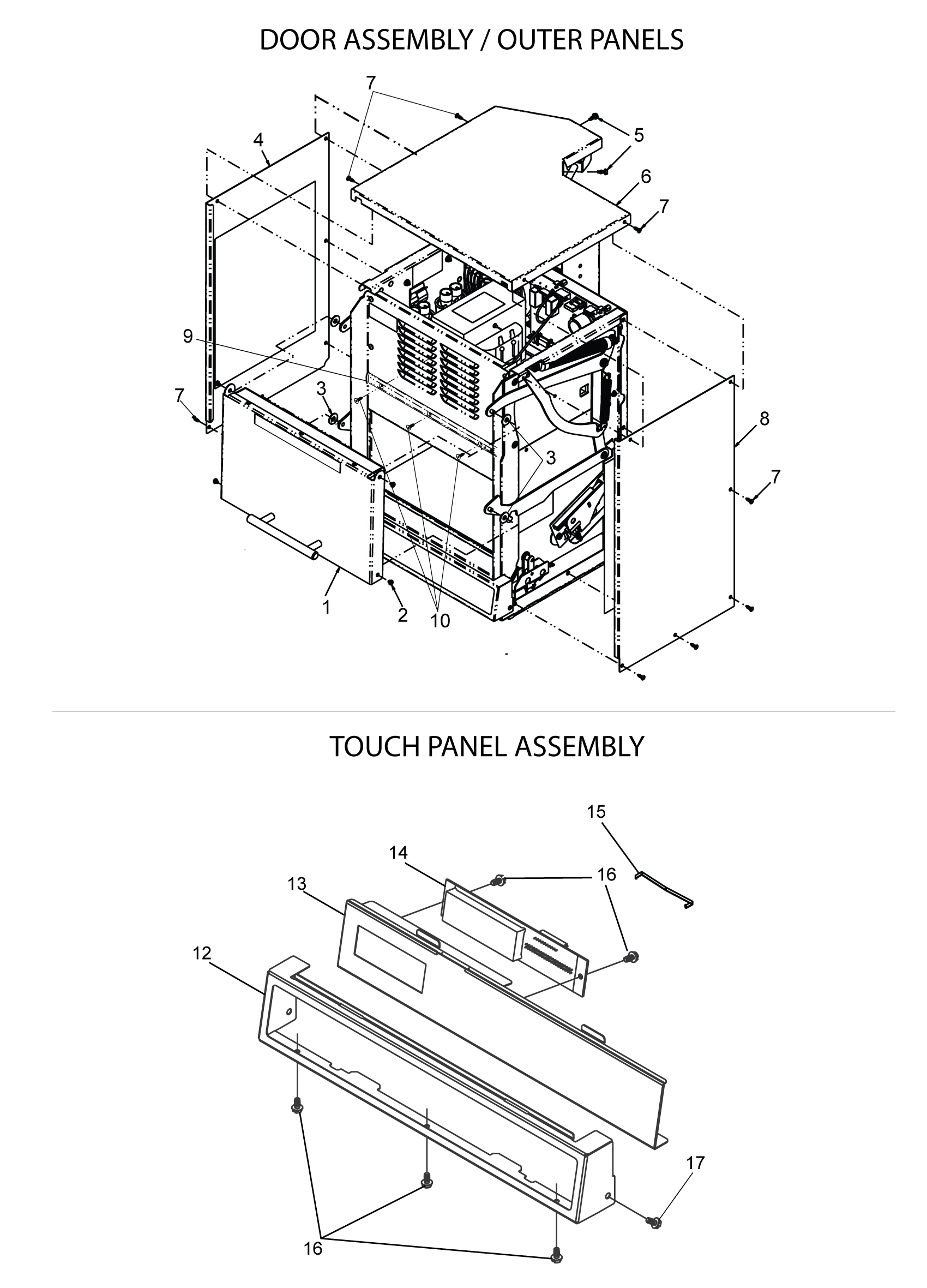 DOOR ASSEMBLY / OUTER PANELS / TOUCH PANEL ASSY