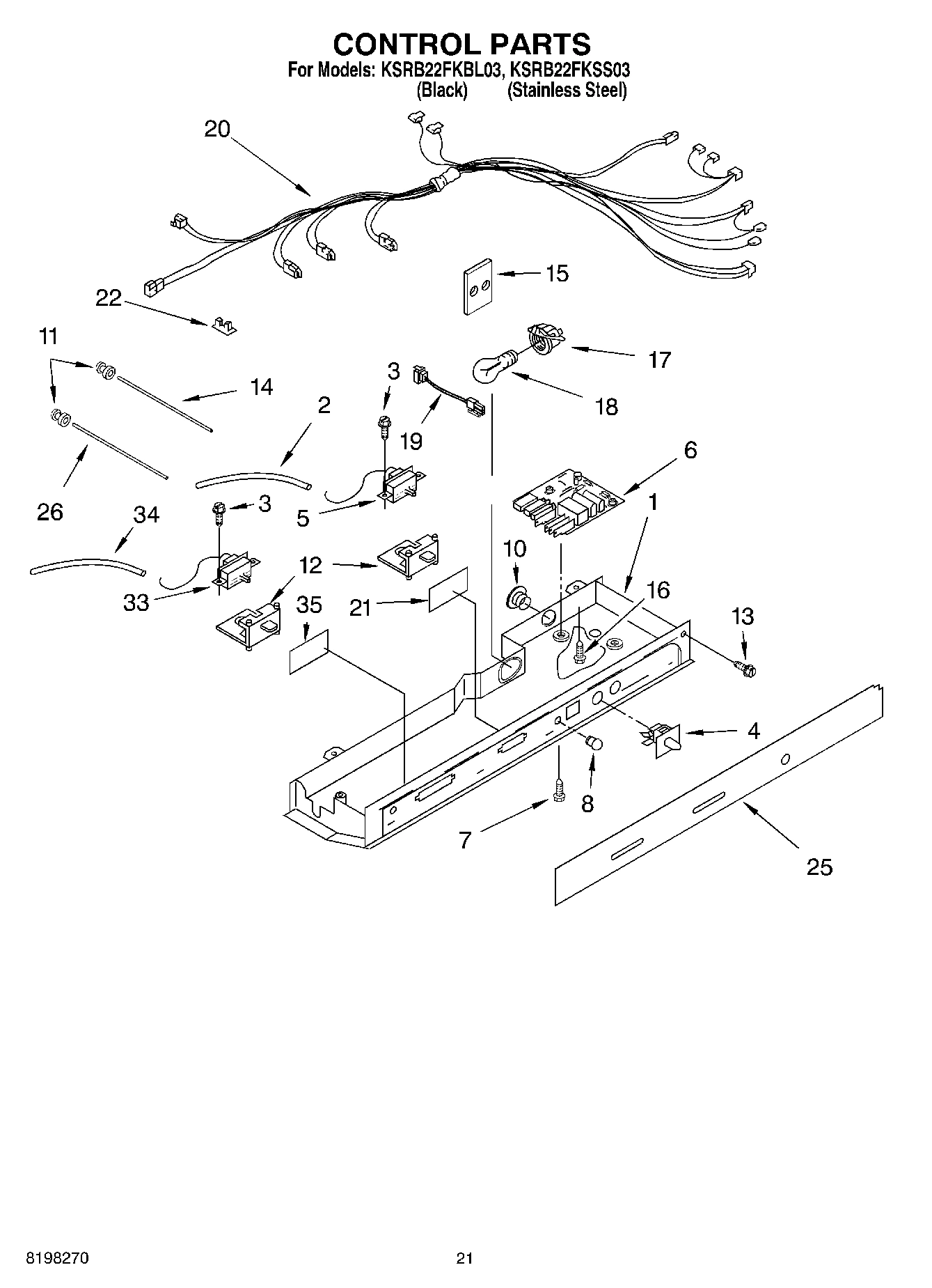 12 - CONTROL PARTS, PARTS NOT ILLUSTRATED