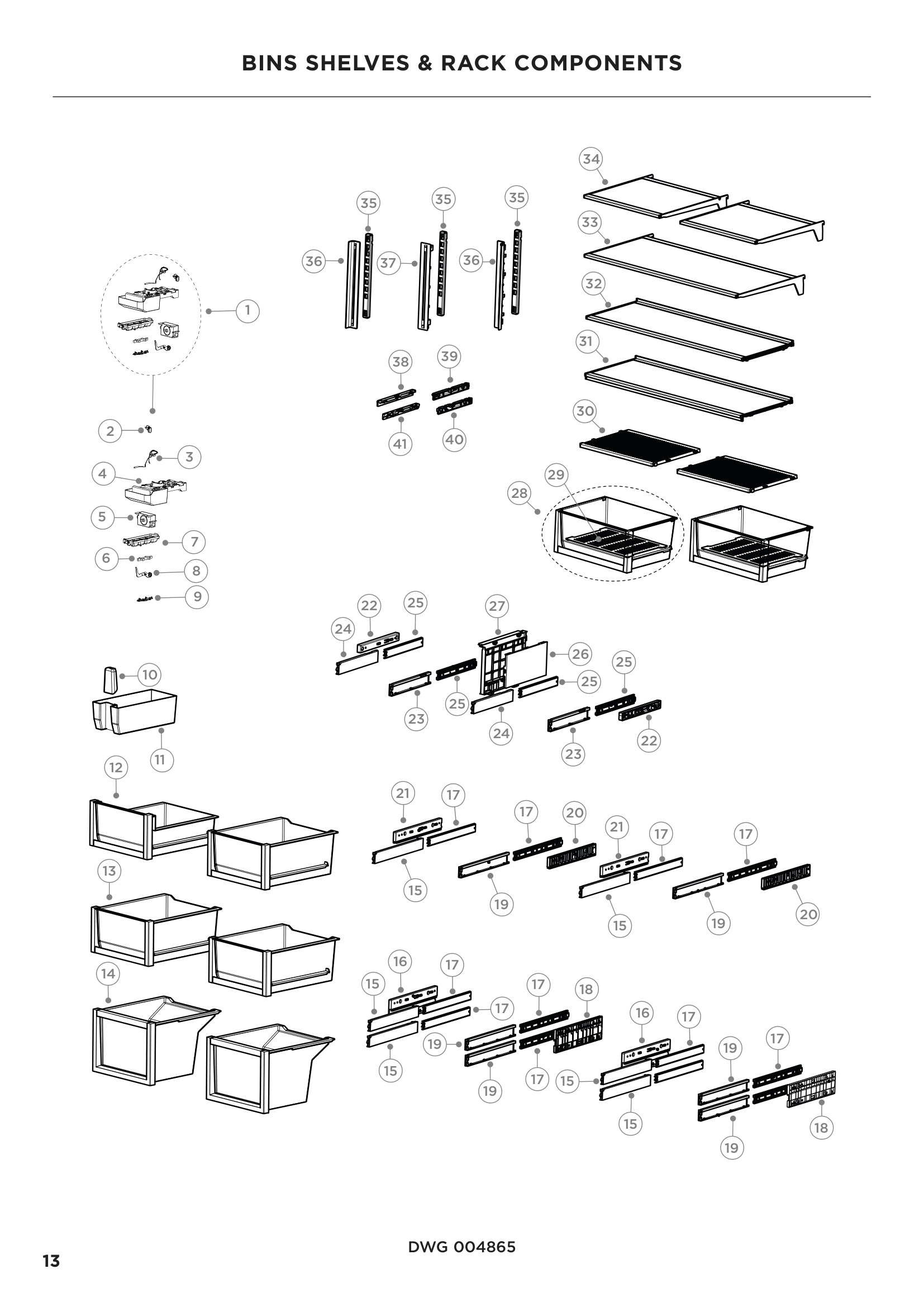 BINS SHELVES & RACK COMPONENTS