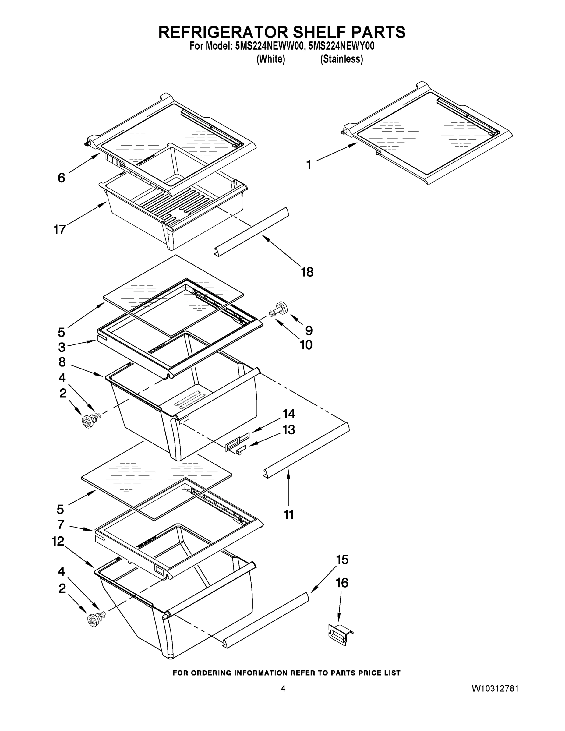 03 - REFRIGERATOR SHELF PARTS