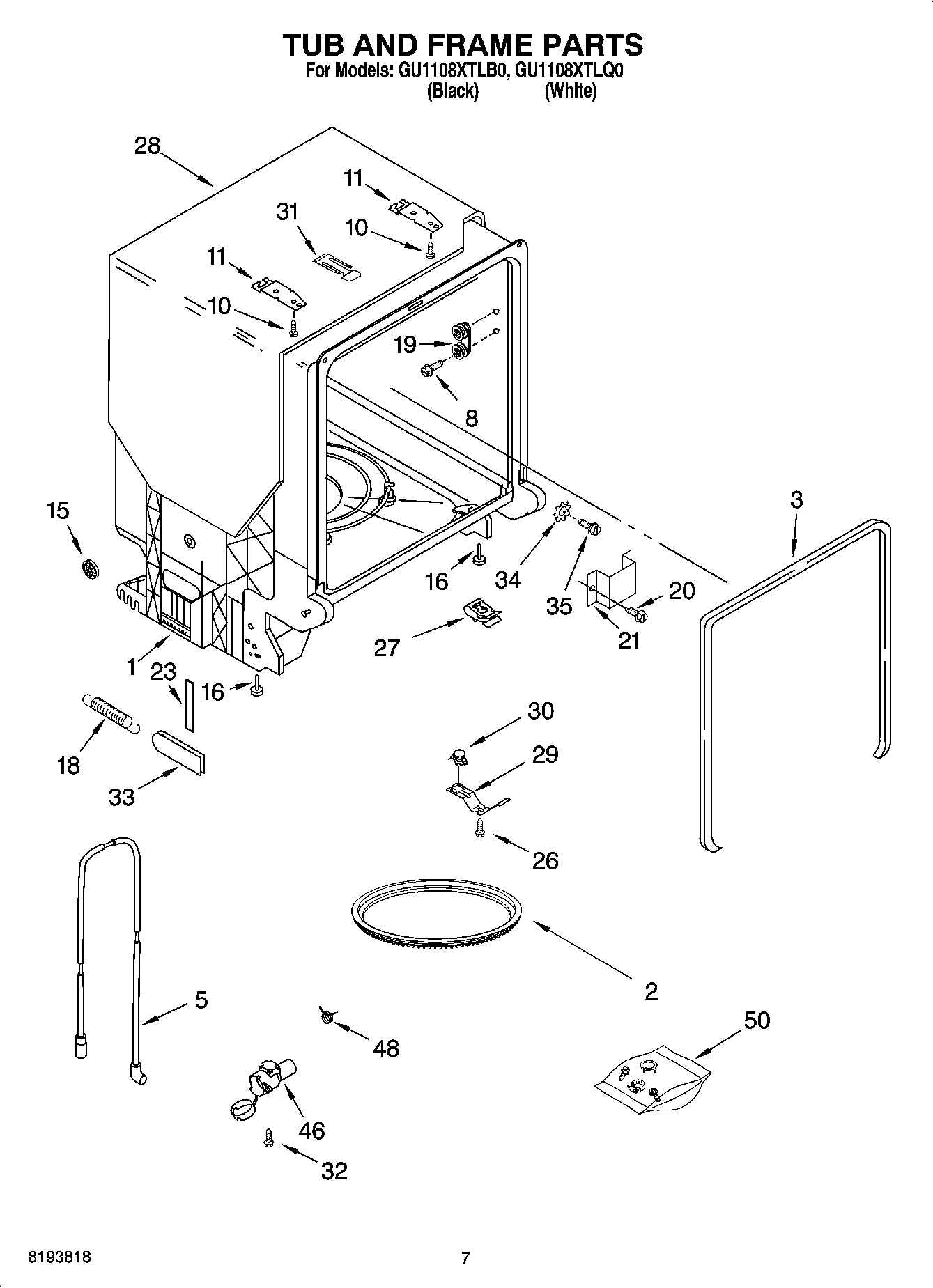 07 - TUB AND FRAME PARTS