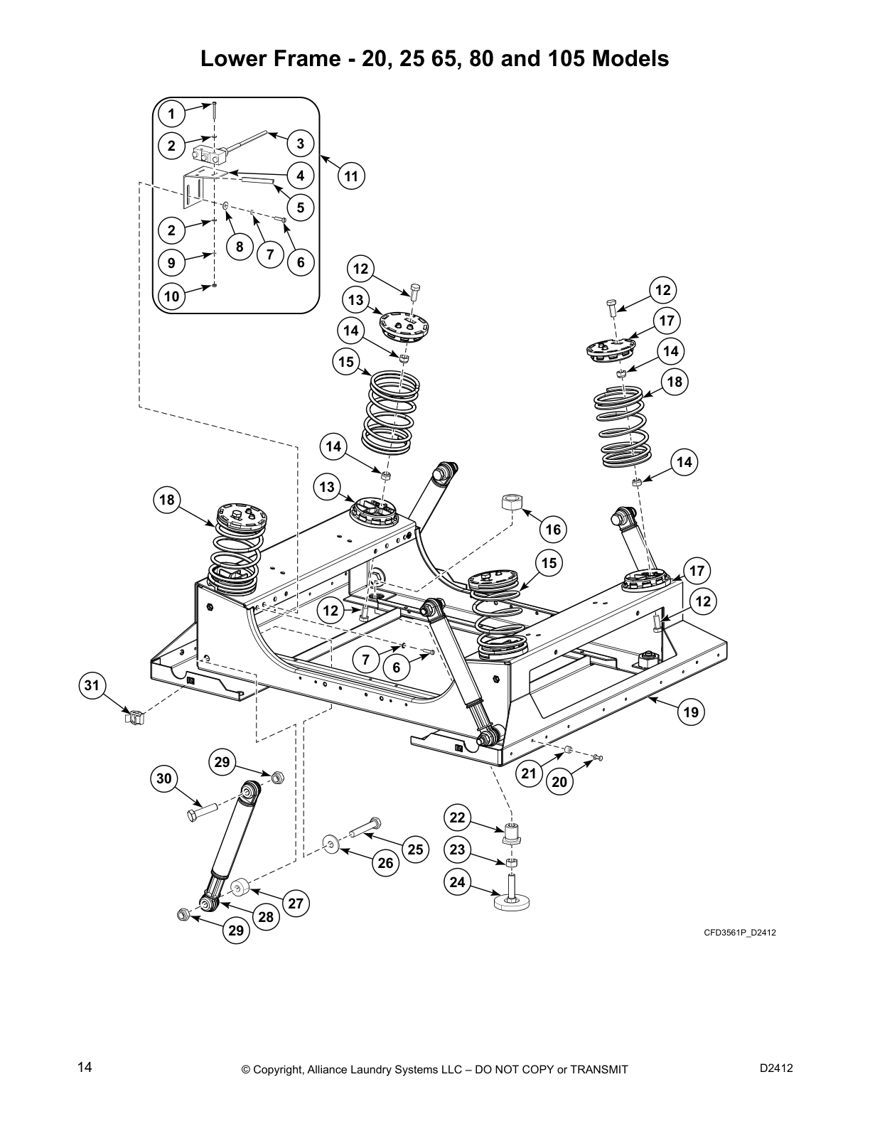 Lower Frame - 20, 25 65, 80 and 105 Models
