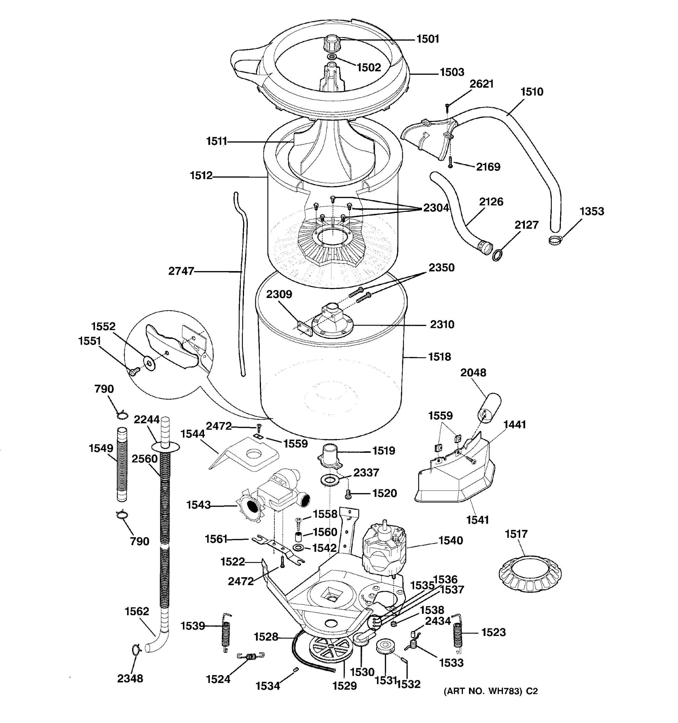 WASHER-TUBS, HOSES & MOTOR