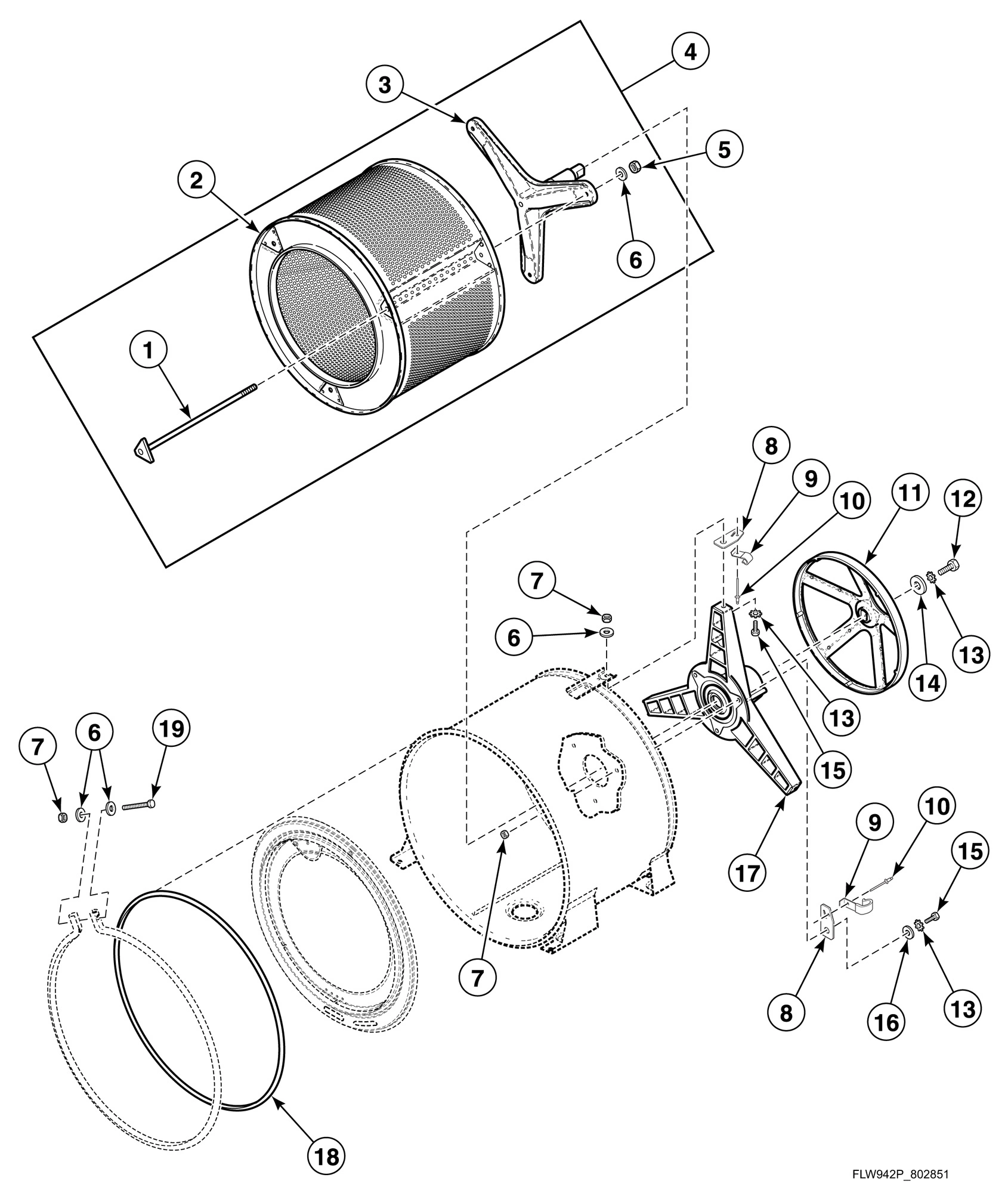 Inner Basket, Trunnion, Bearing Housing and Pulley