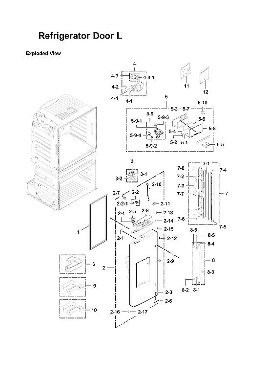 Left Refrigerator Door Parts