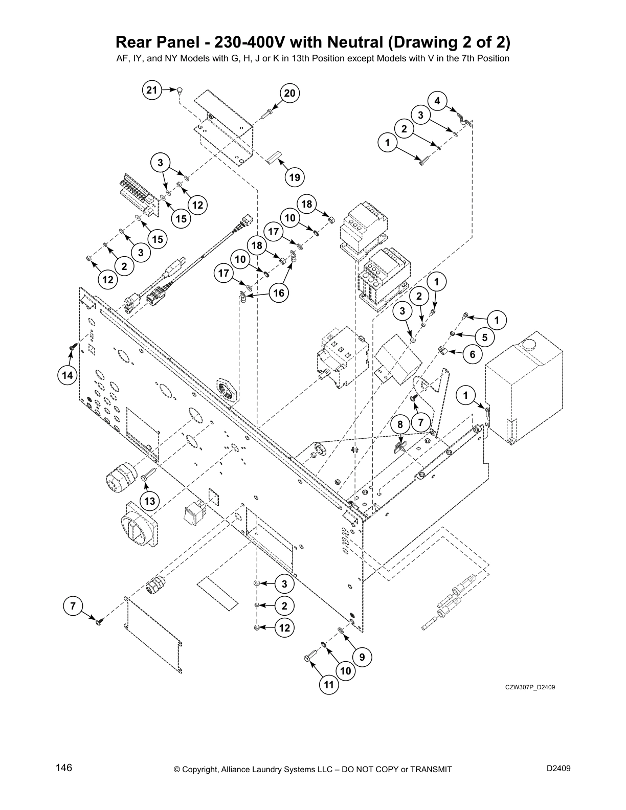 Rear Panel - 230-400V with Neutral (Drawing 2 of 2)