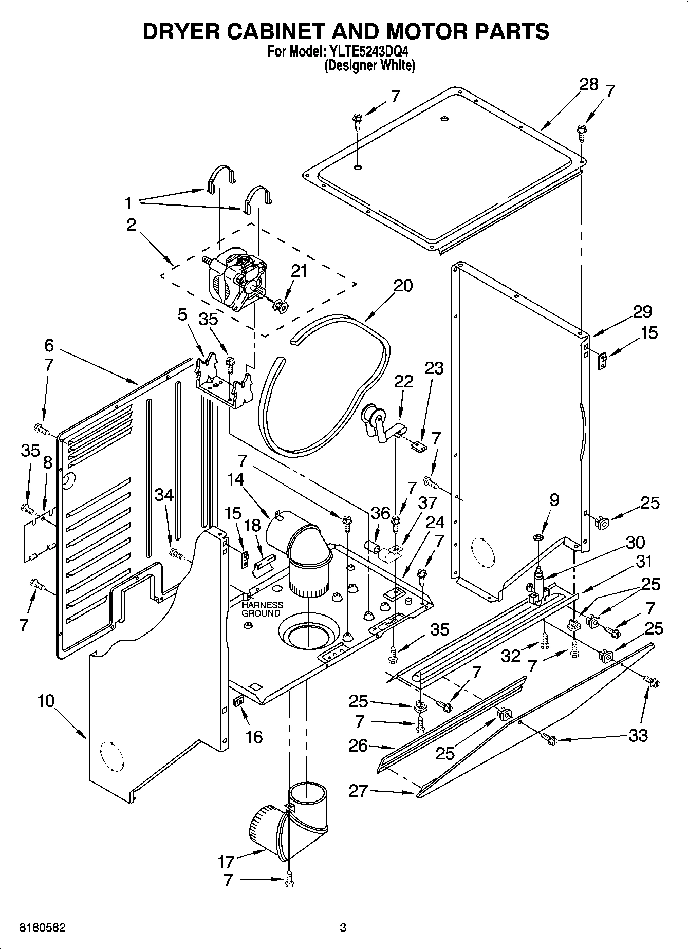 03 - DRYER CABINET AND MOTOR PARTS