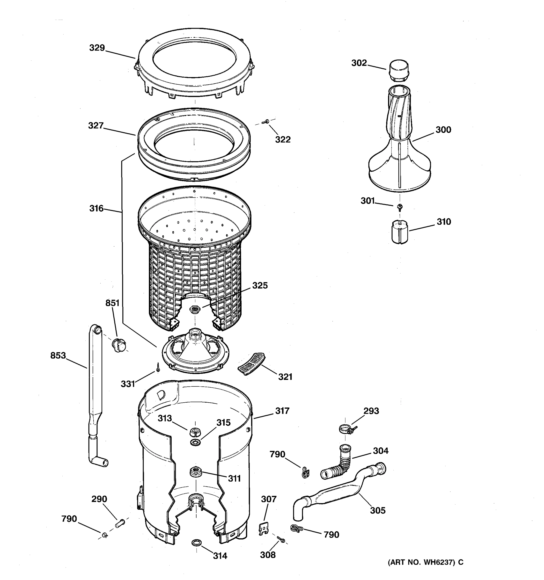TUB, BASKET & AGITATOR