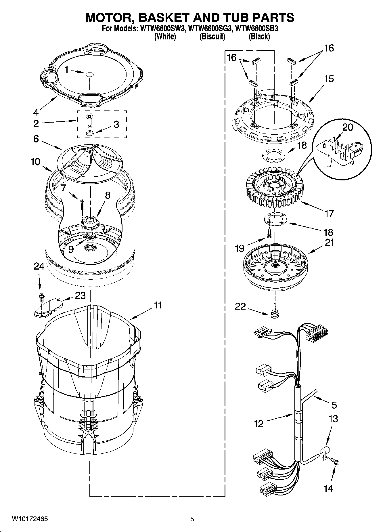 03 - MOTOR, BASKET AND TUB PARTS