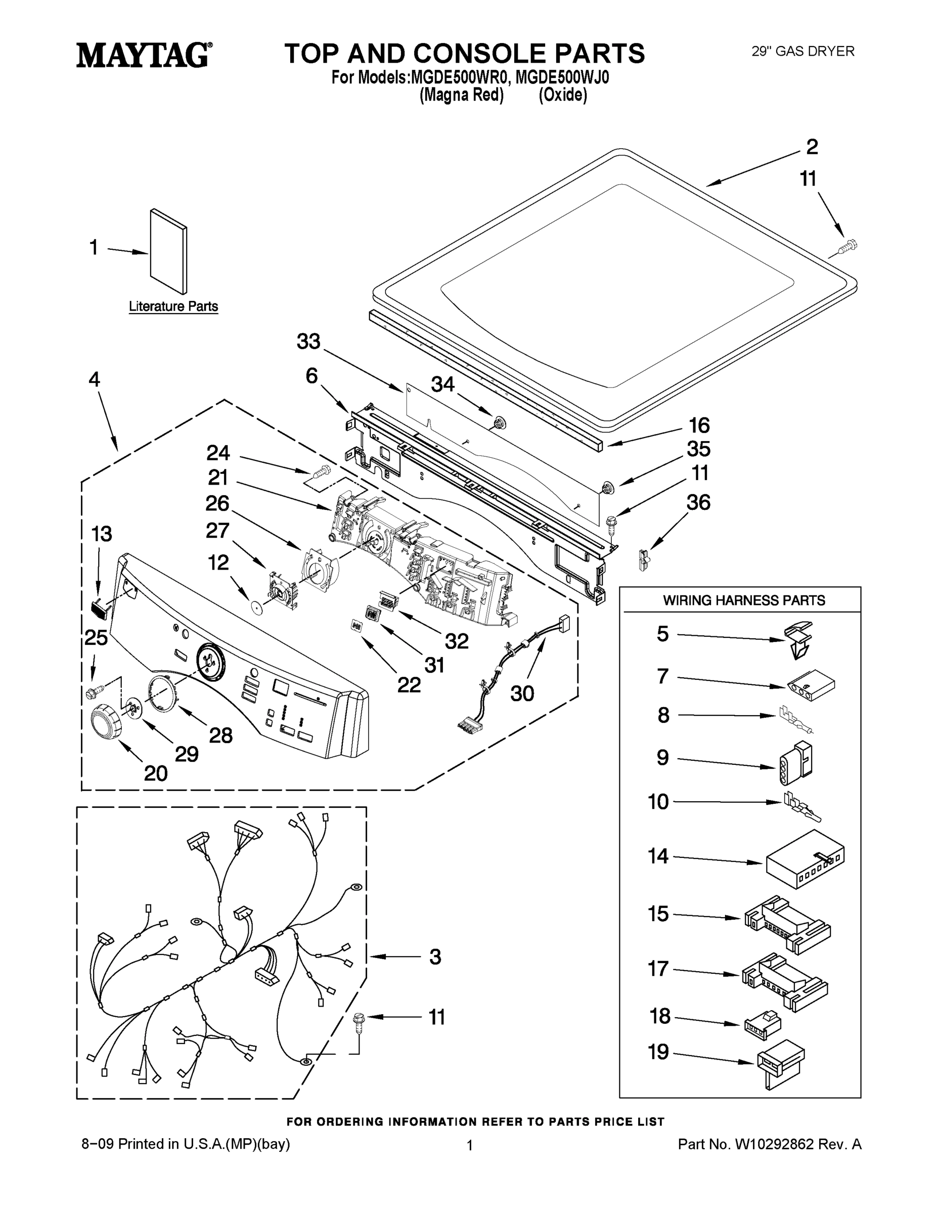 01 - TOP AND CONSOLE PARTS