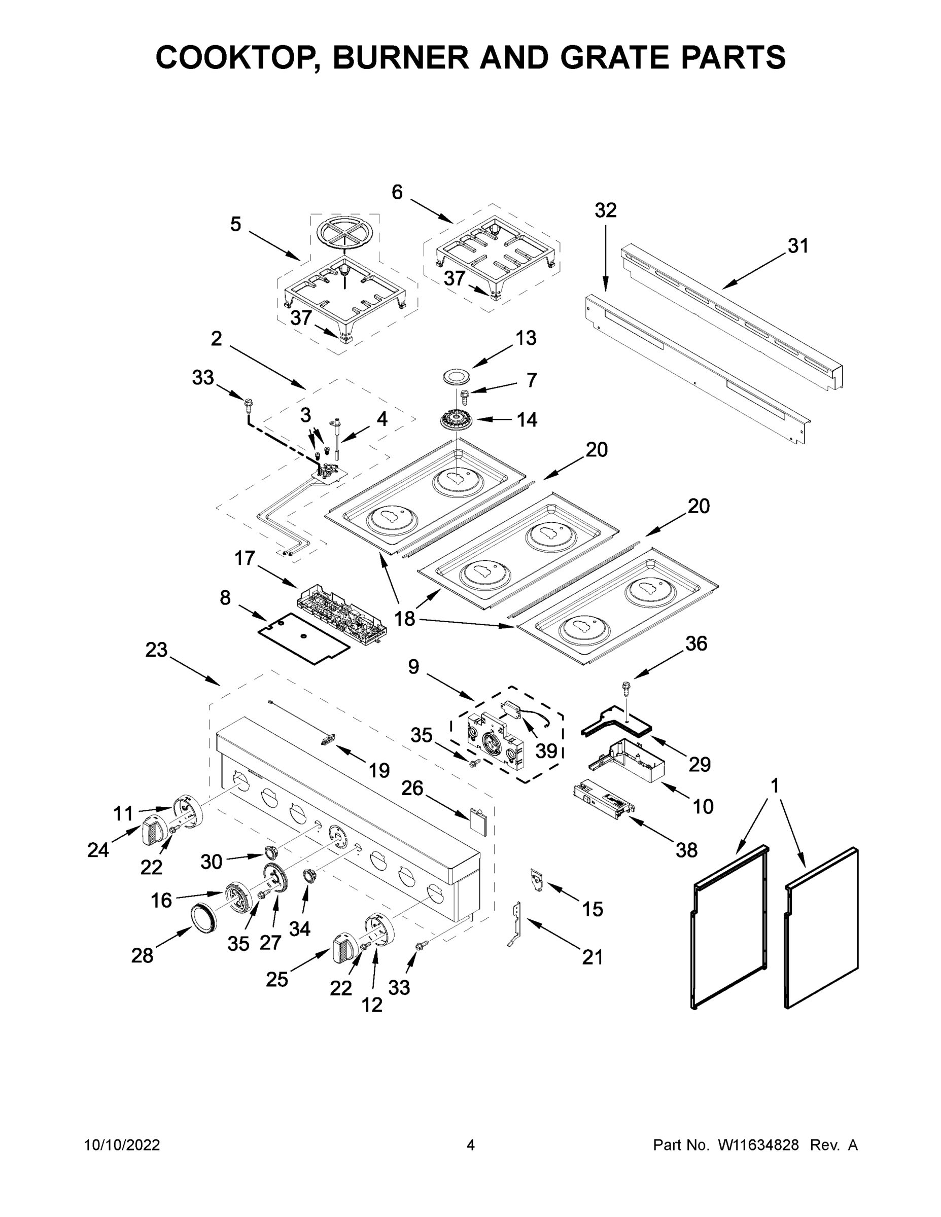 03 - COOKTOP, BURNER AND GRATE PARTS