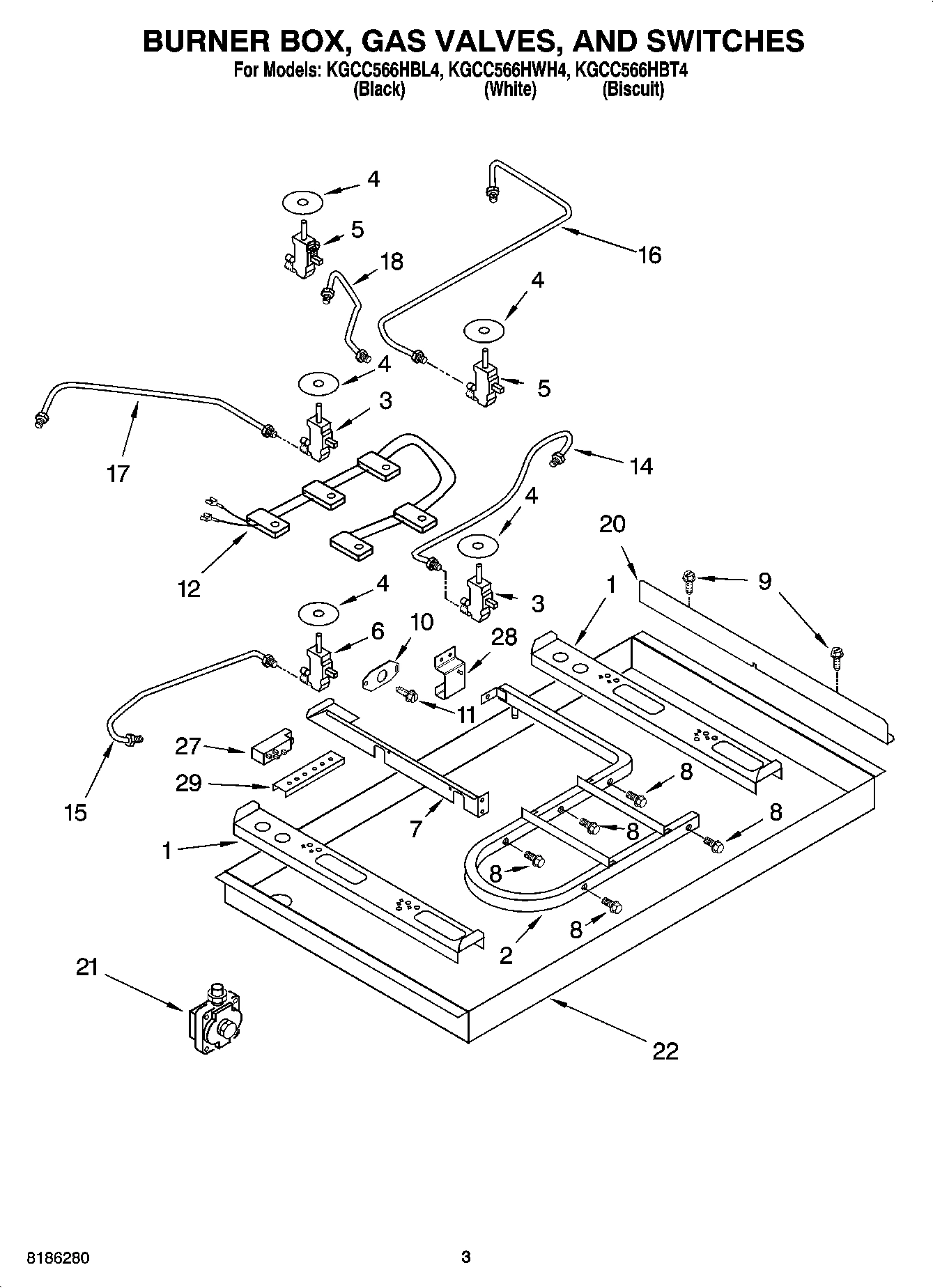 02 - BURNER BOX, GAS VALVES, AND SWITCHES, OPTIONAL PARTS