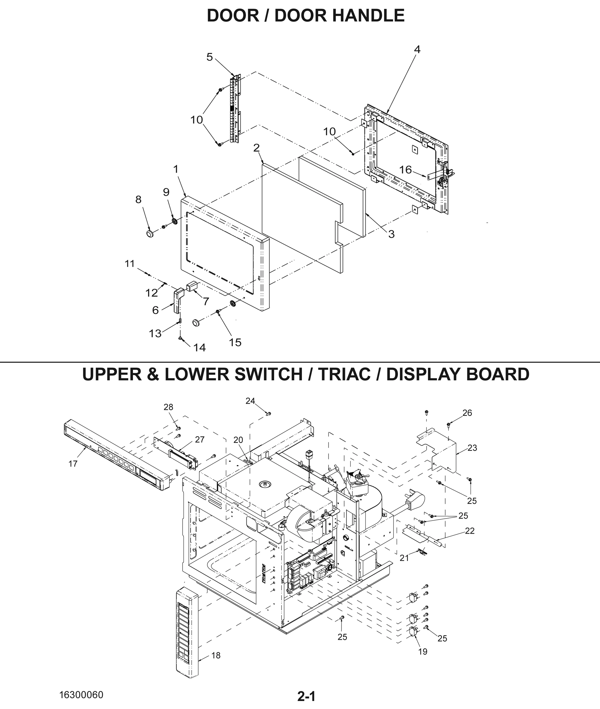 DOOR / HANDLE / UPPER & LOWER SWITCH / TRIAC / DISPLAY BOARD