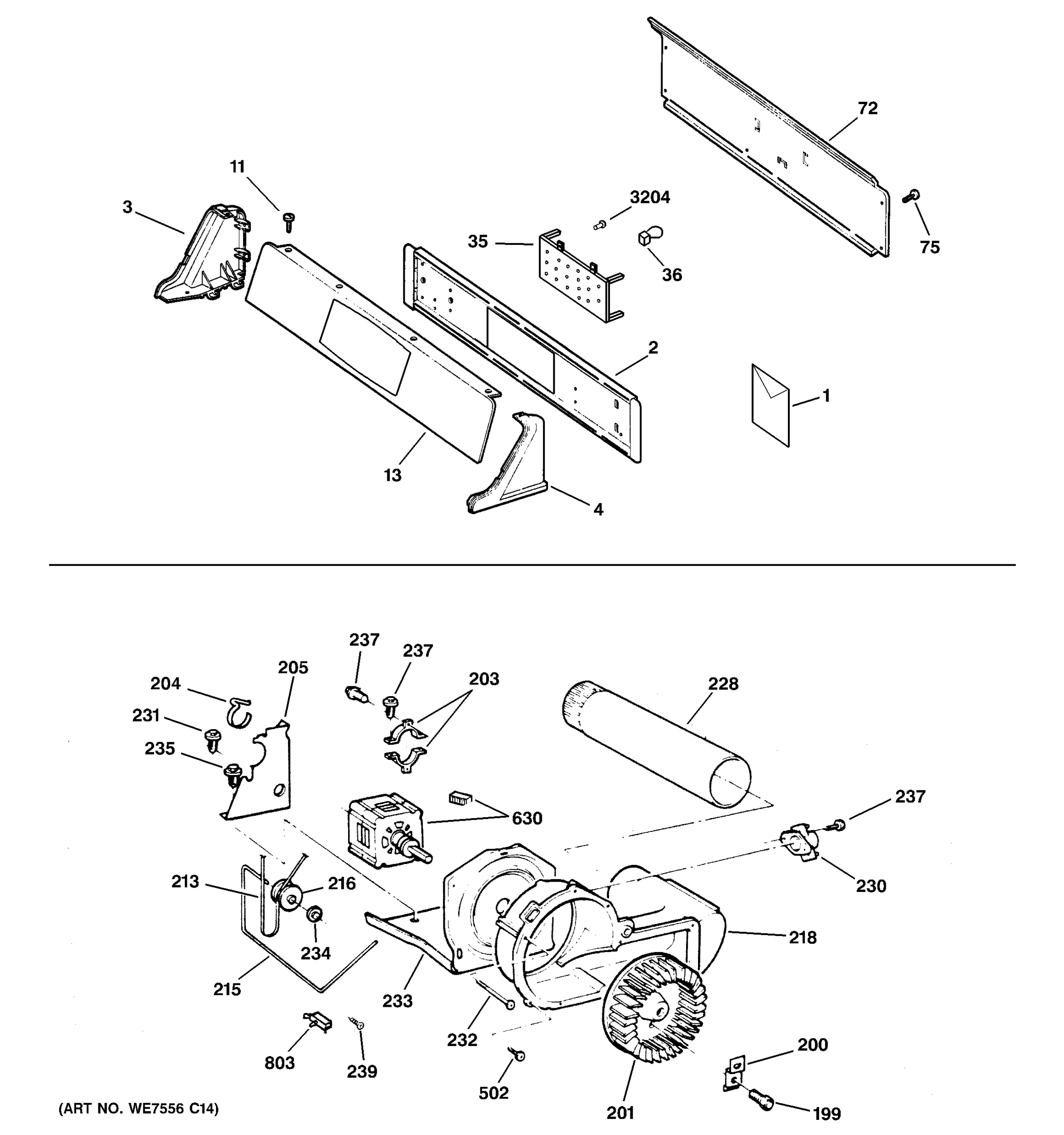 BACKSPLASH, BLOWER & MOTOR ASSEMBLY