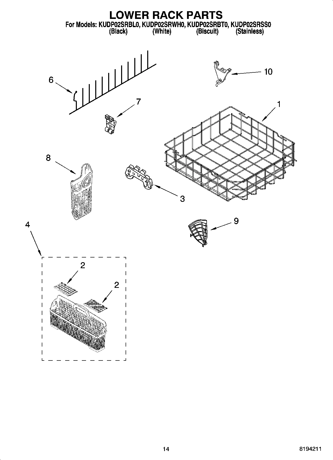 11 - LOWER RACK PARTS, OPTIONAL PARTS (NOT INCLUDED)